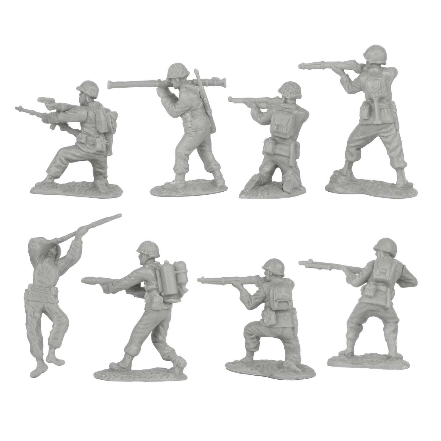 BMC Toys Classic Toy Soldiers WW2 US Soldier Figures Gray Series 1 Back Close Up
