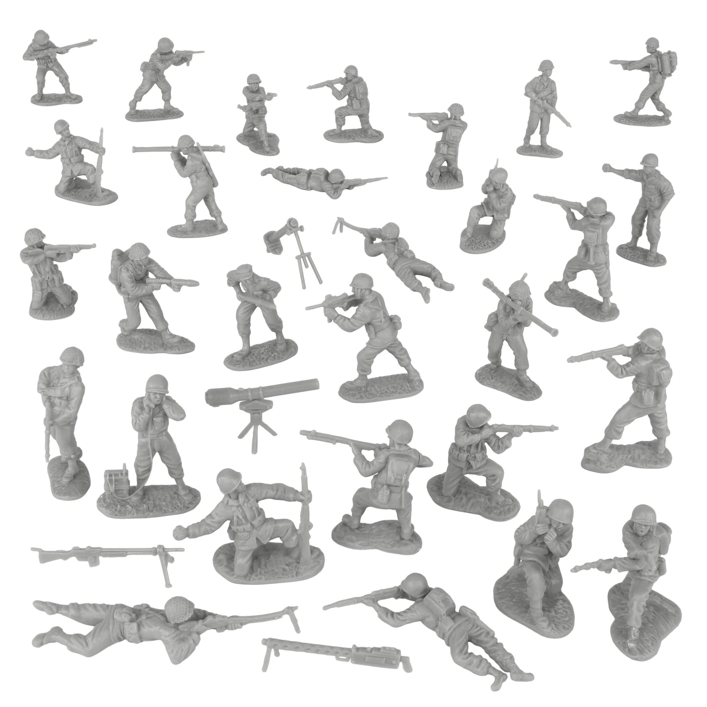 BMC Toys Classic Toy Soldiers WW2 US Soldier Figures Gray Vignette