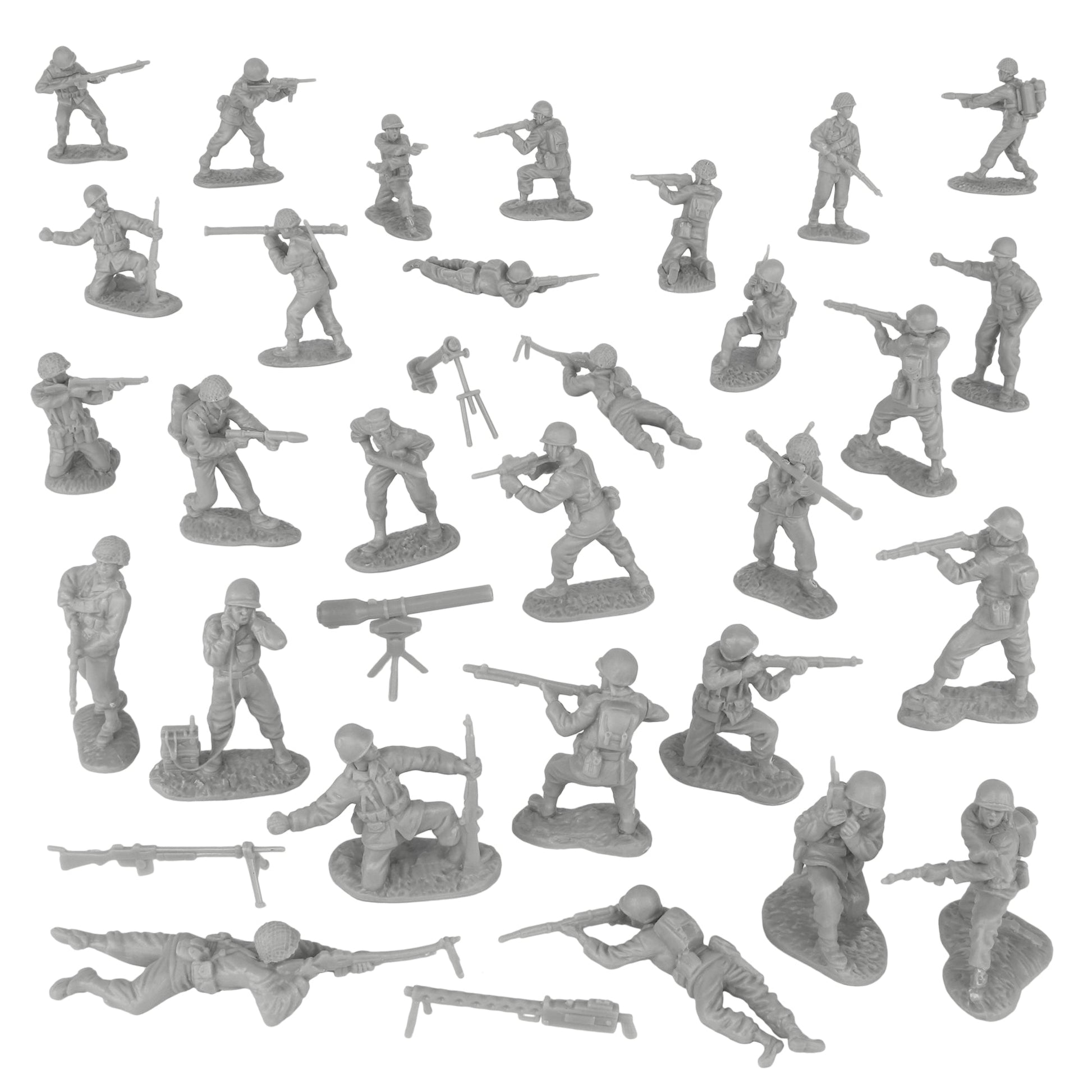 BMC Toys Classic Toy Soldiers WW2 US Soldier Figures Gray Vignette