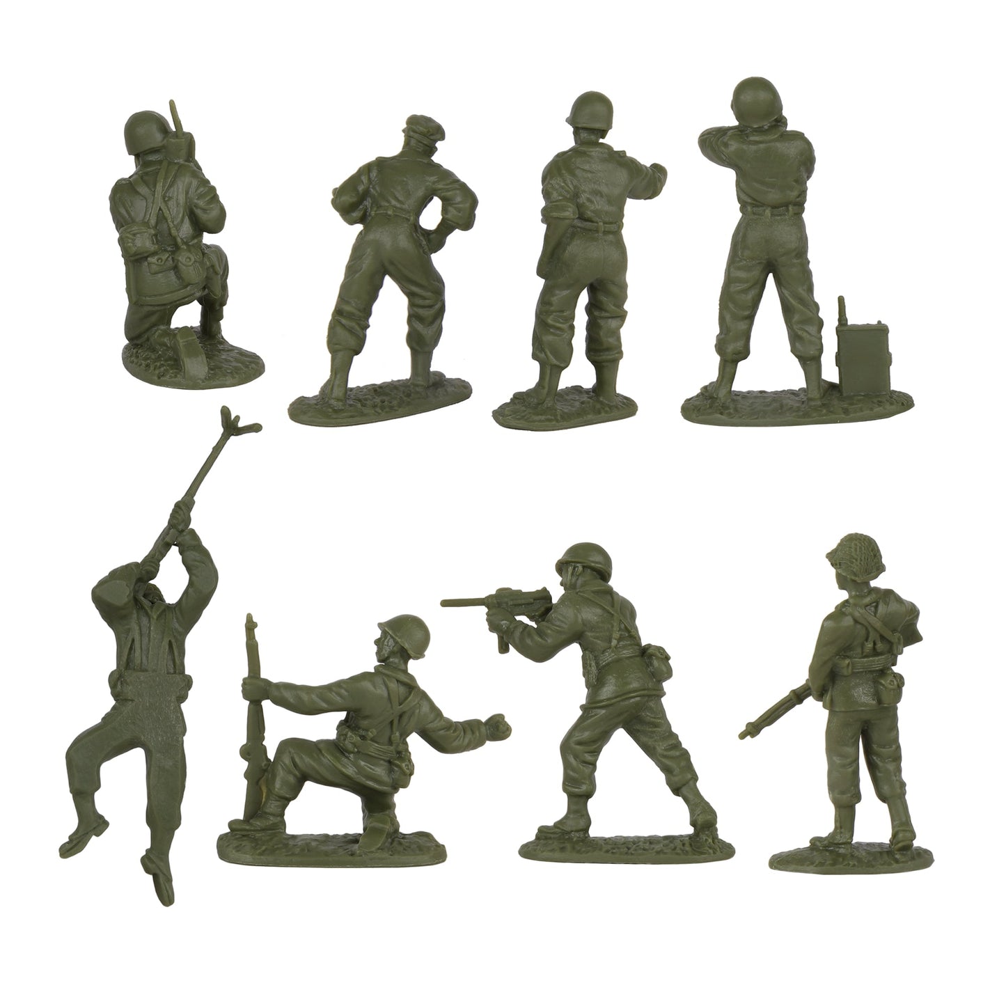 BMC Toys Classic Toy Soldiers WW2 US Soldier Figures OD Green Series 2 & Artillery Crew Back Close Up