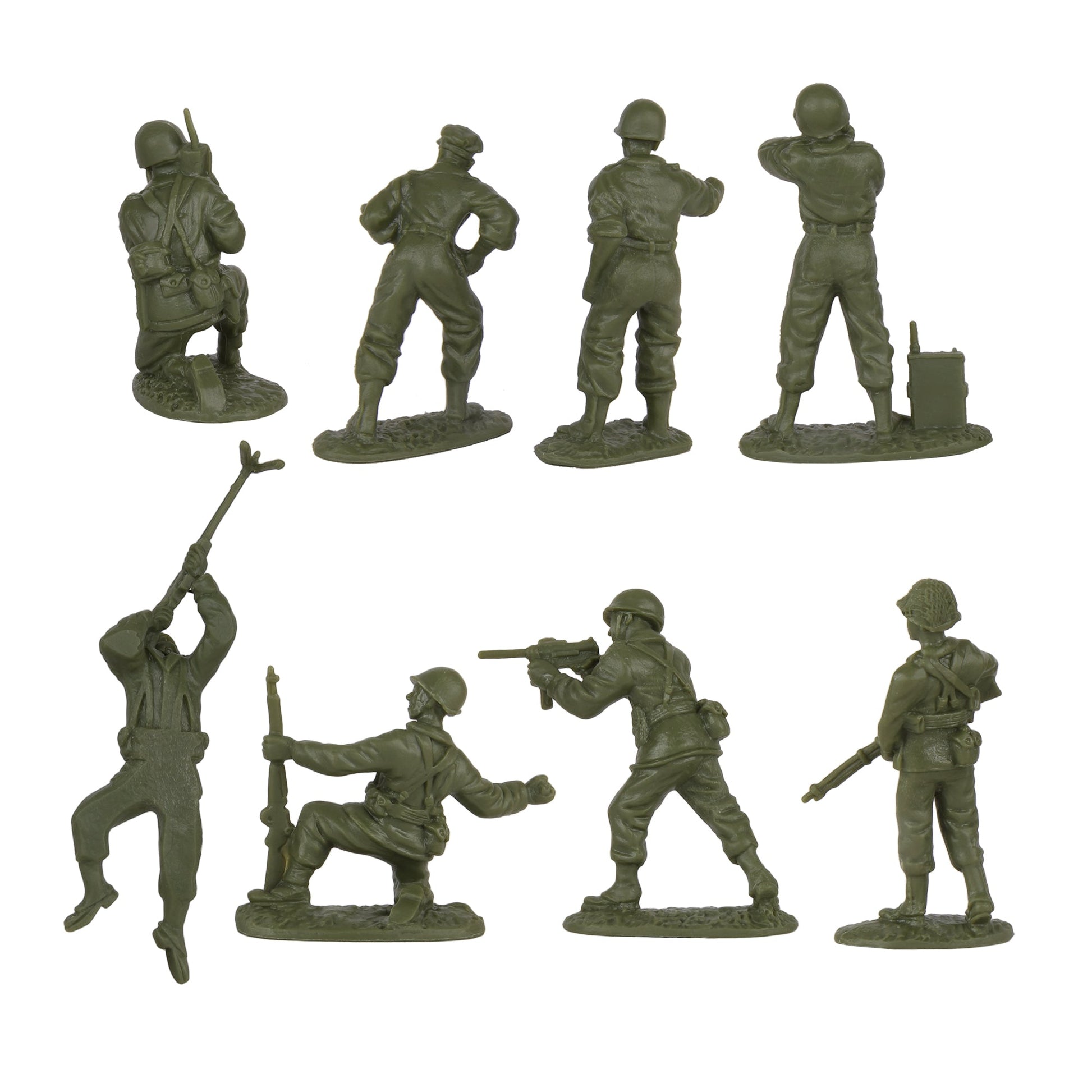BMC Toys Classic Toy Soldiers WW2 US Soldier Figures OD Green Series 2 & Artillery Crew Back Close Up