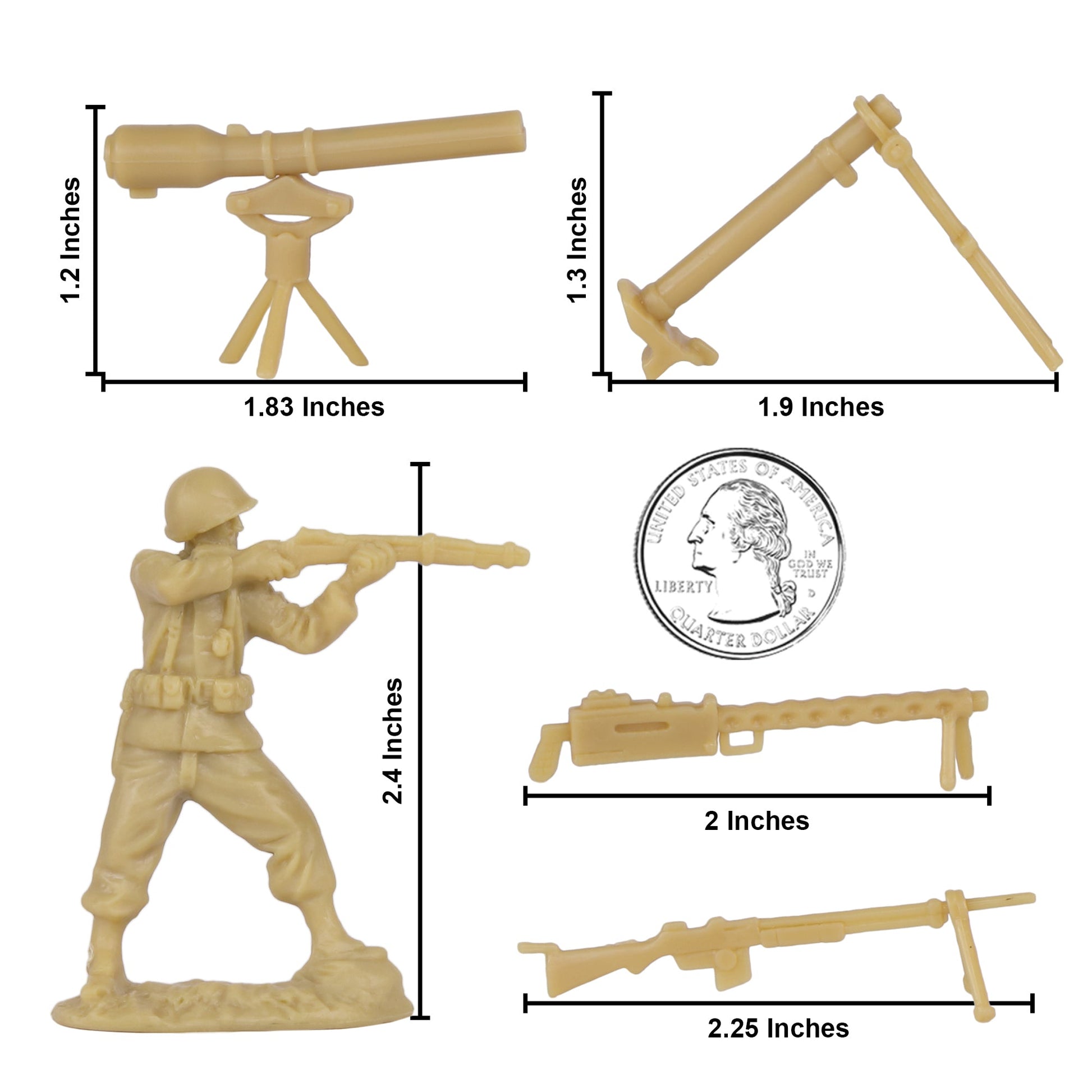 BMC Toys Classic Toy Soldiers WW2 US Soldier Figures Tan Scale