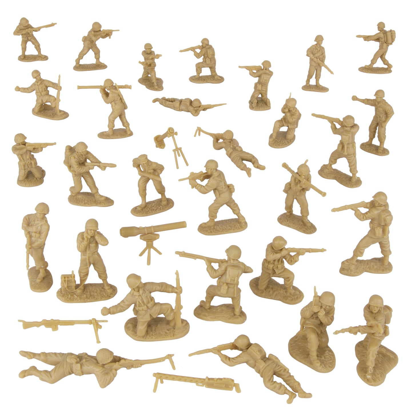 BMC Toys Classic Toy Soldiers WW2 US Soldier Figures Tan Vignette