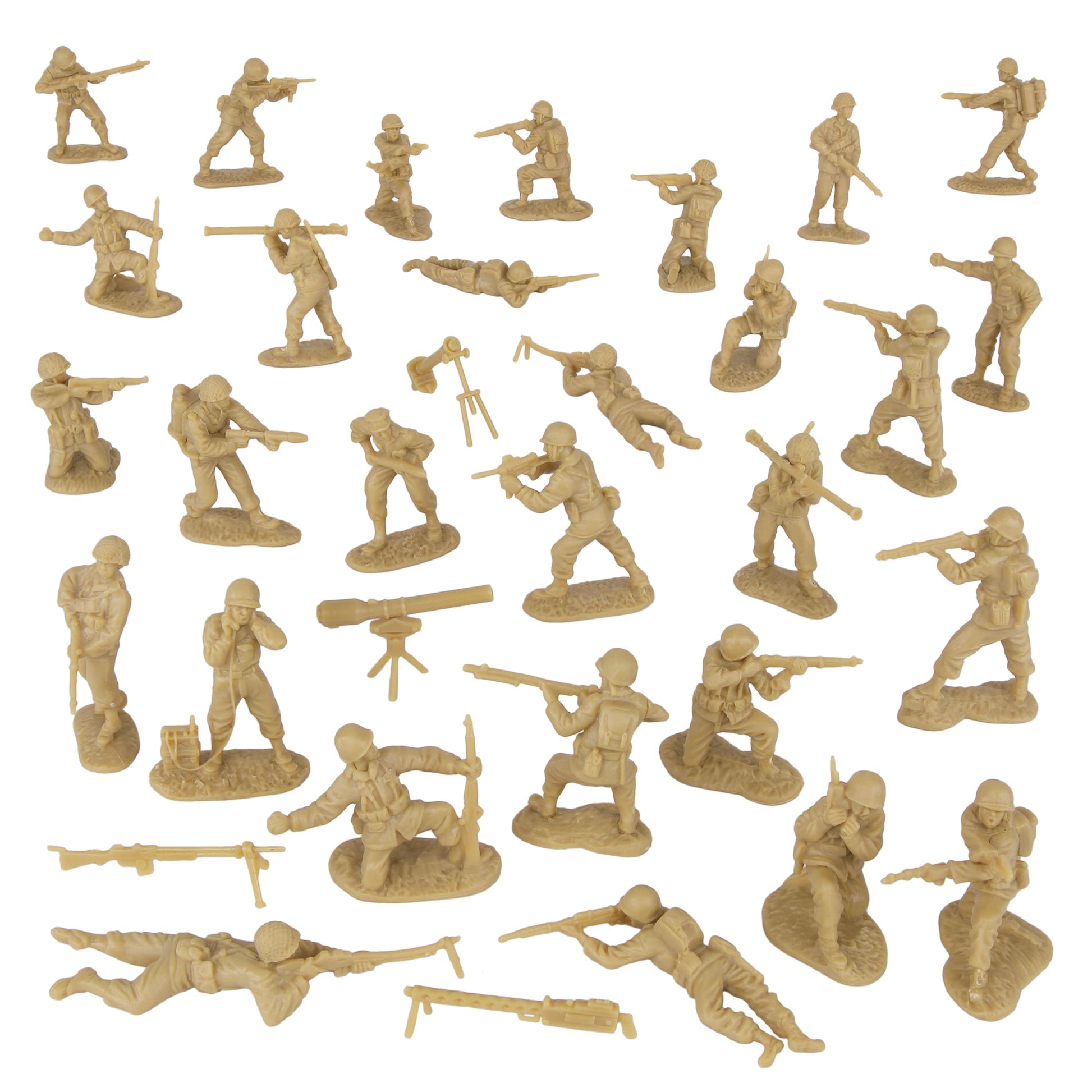 BMC Toys Classic Toy Soldiers WW2 US Soldier Figures Tan Vignette