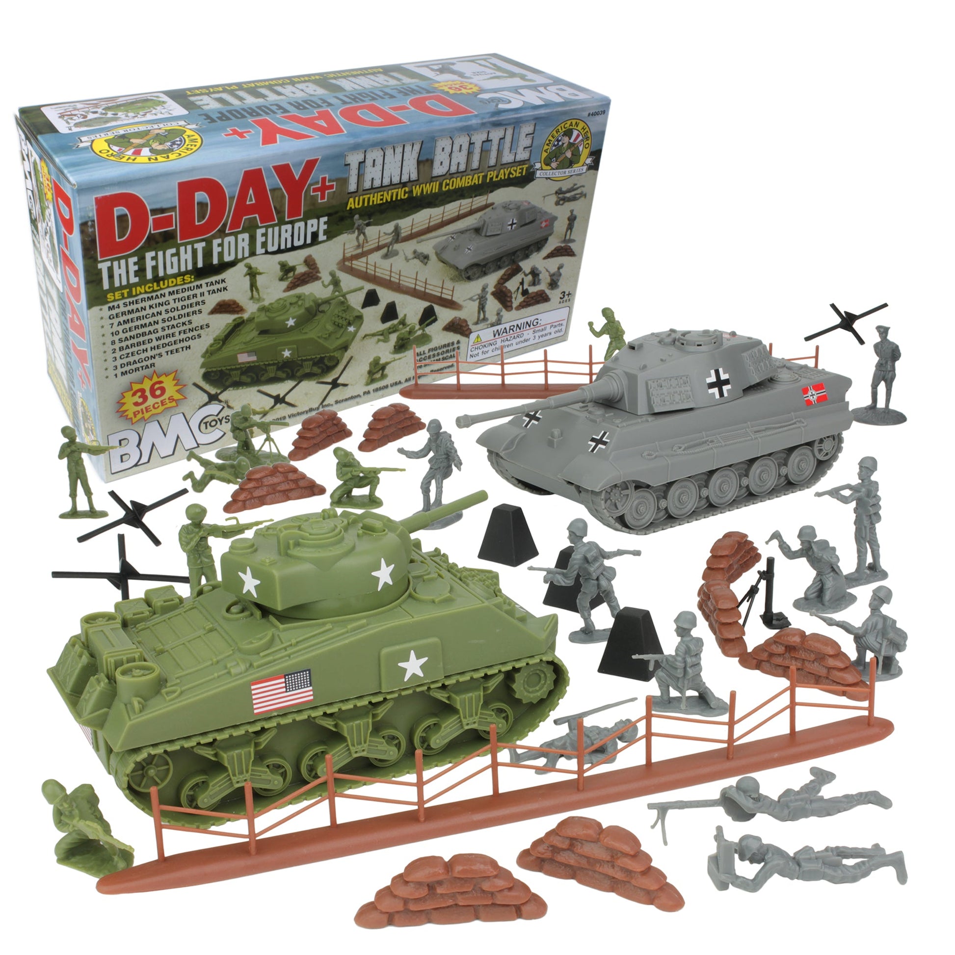 BMC Toys D-Day Tank Battle Boxed Plastic Army Men Playset Main Image