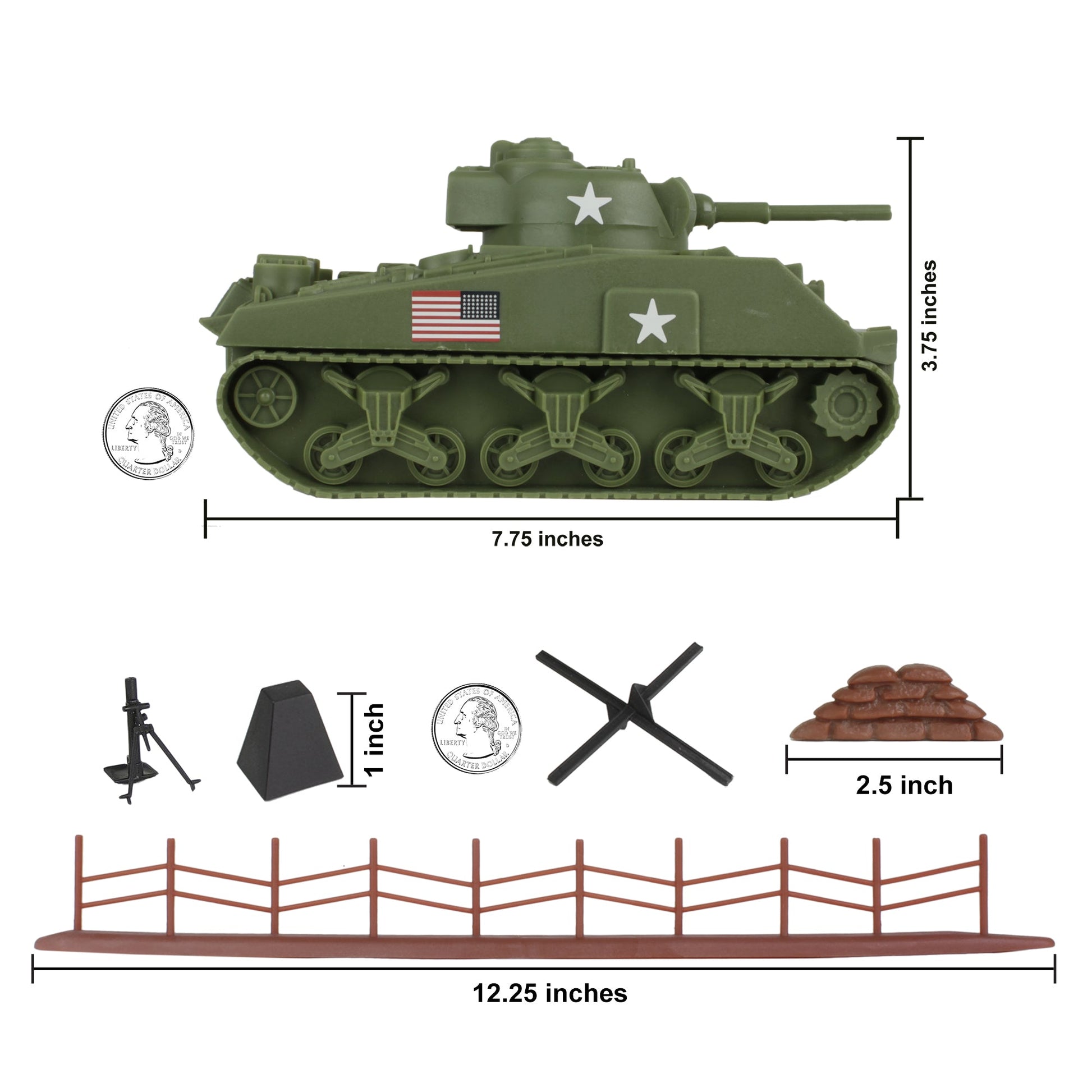 BMC Toys D-Day Tank Battle Boxed Plastic Army Men Playset Scale