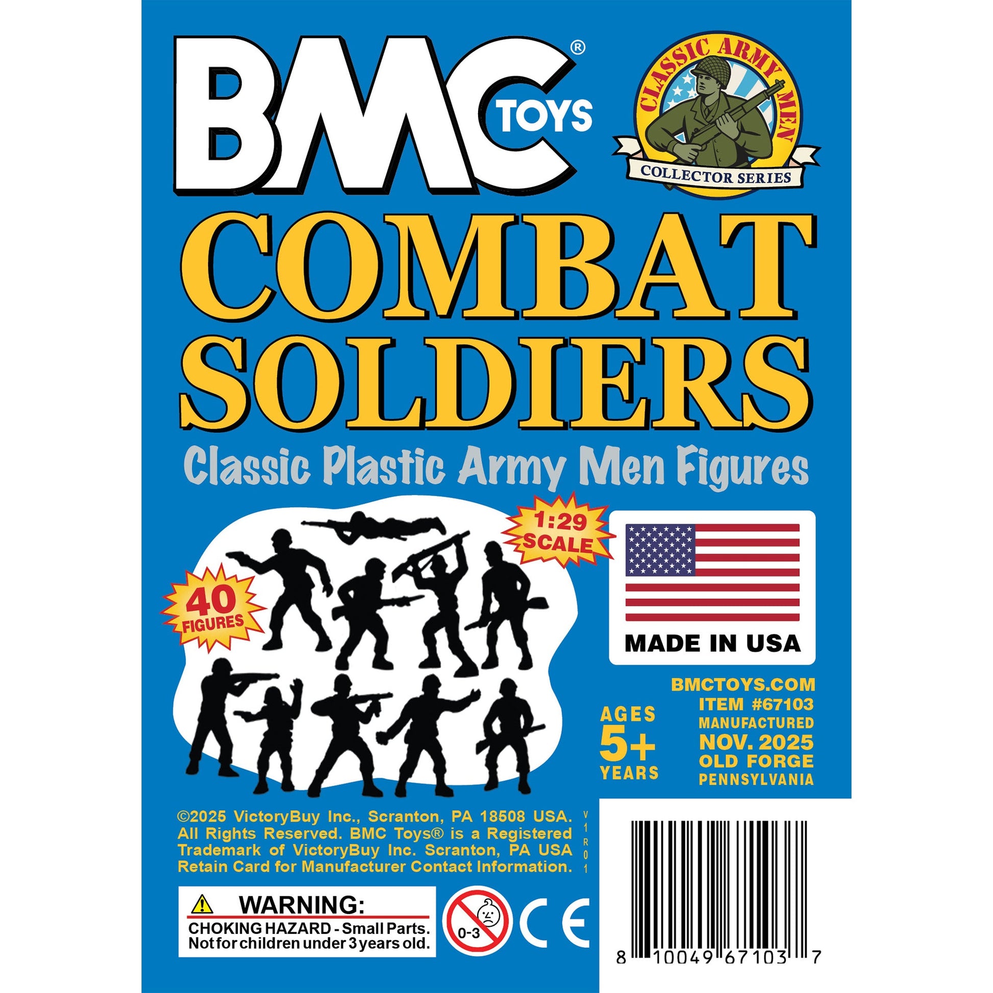 BMC Toys Lido Plastic Army Men Blue Color Classic Soldier Figures Insert Art