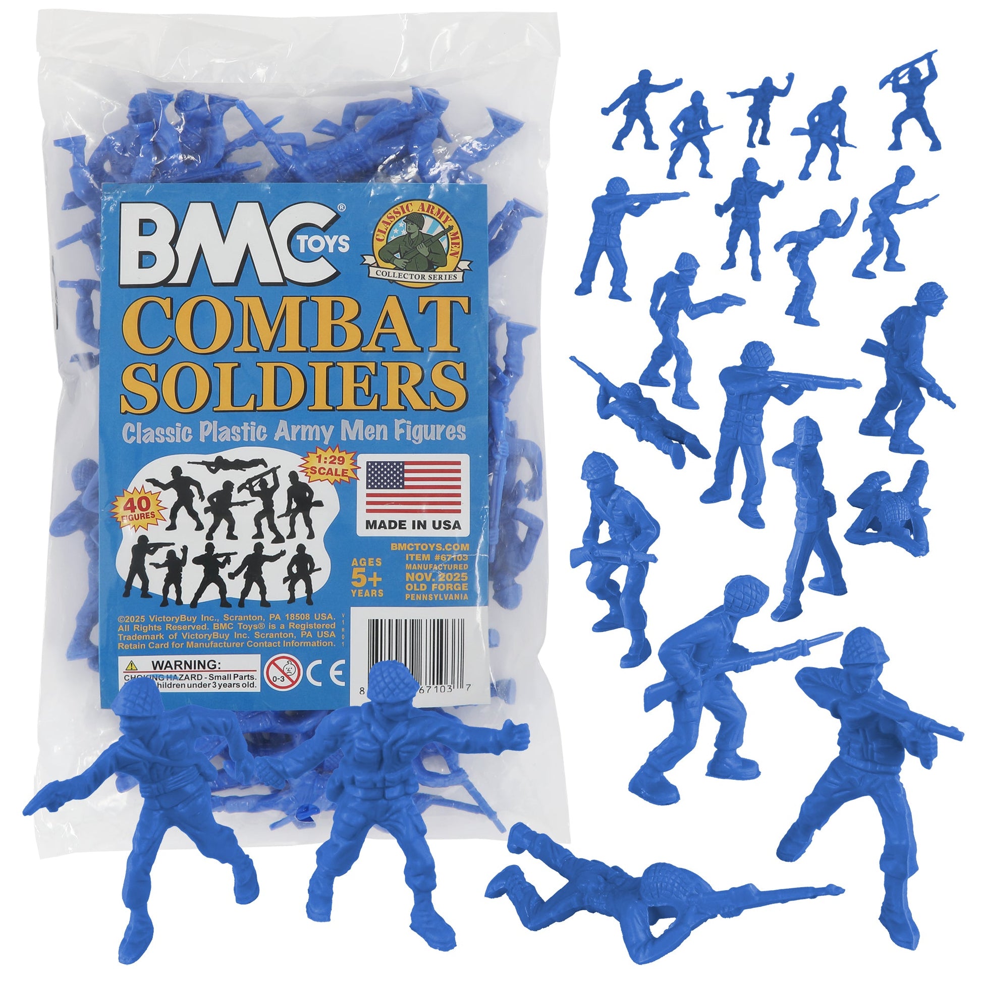 BMC Toys Lido Plastic Army Men Blue Color Classic Soldier Figures Main Image