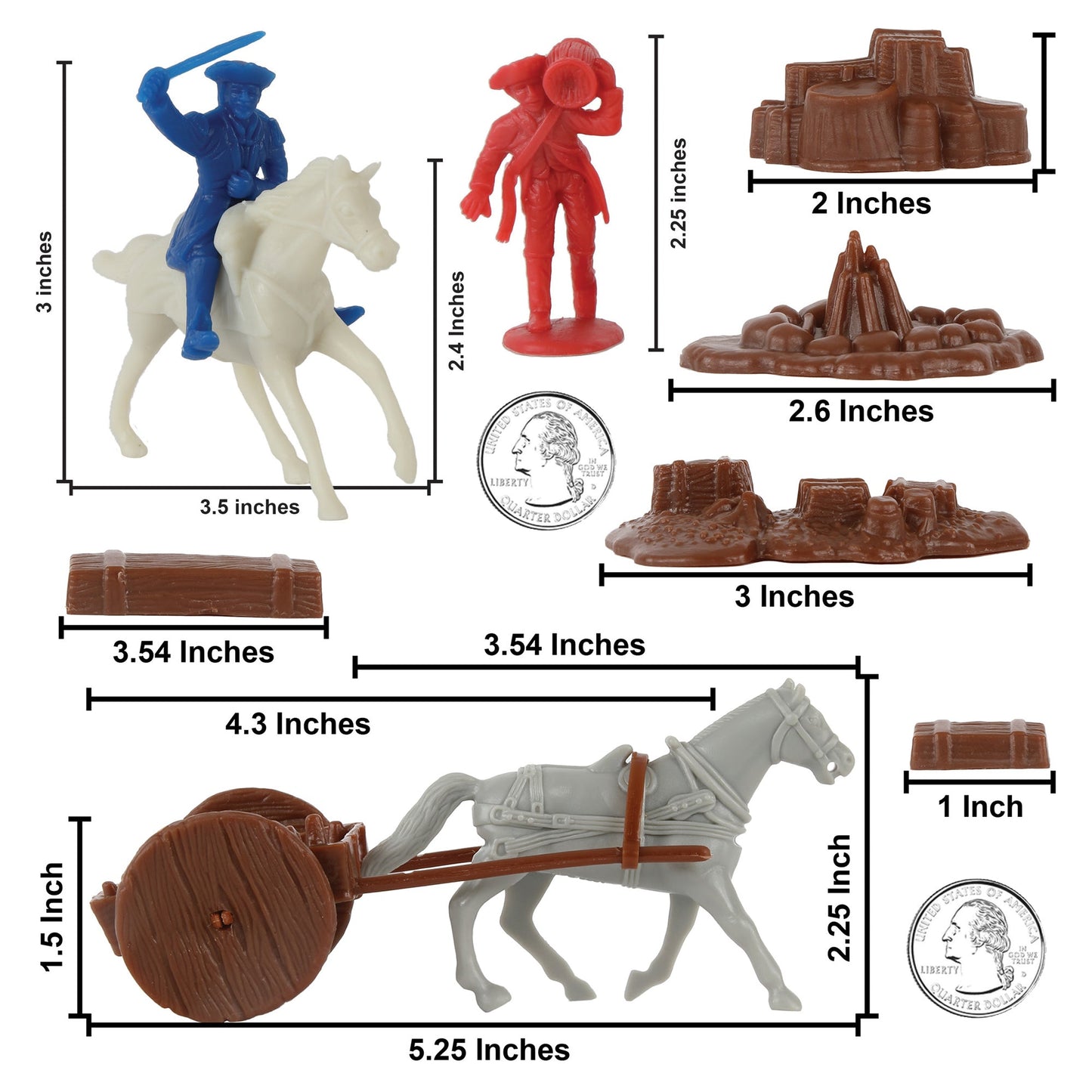 BMC Toy American Revolutionary War Battle of Bunker Hill Breed's Hill 115 piece Plastic Army Men Boxed Playset Figures and Accessories Scale 