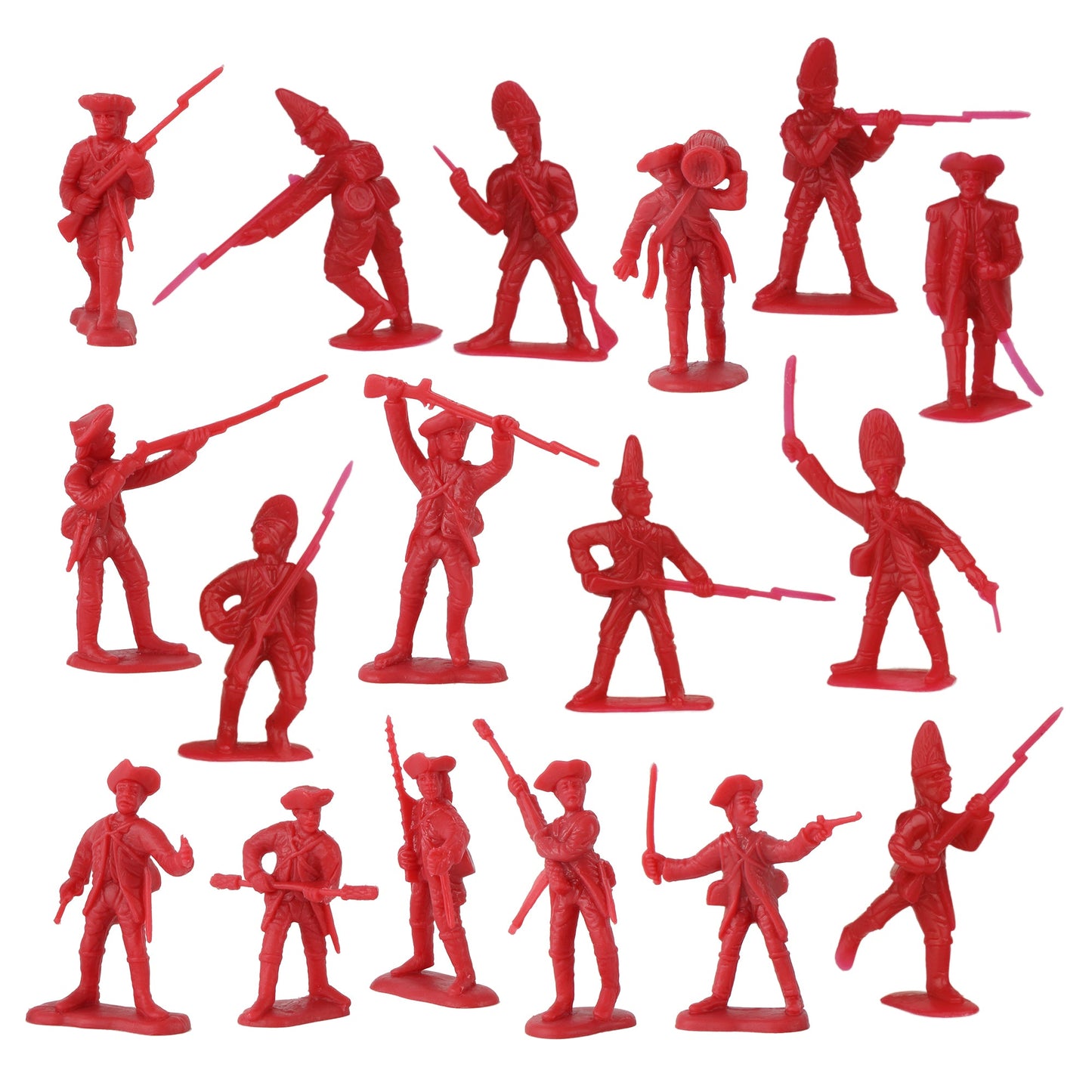 BMC Toy American Revolutionary War Red Color British Empire Redcoats Plastic Army Men Soldiers Figures Close Up 