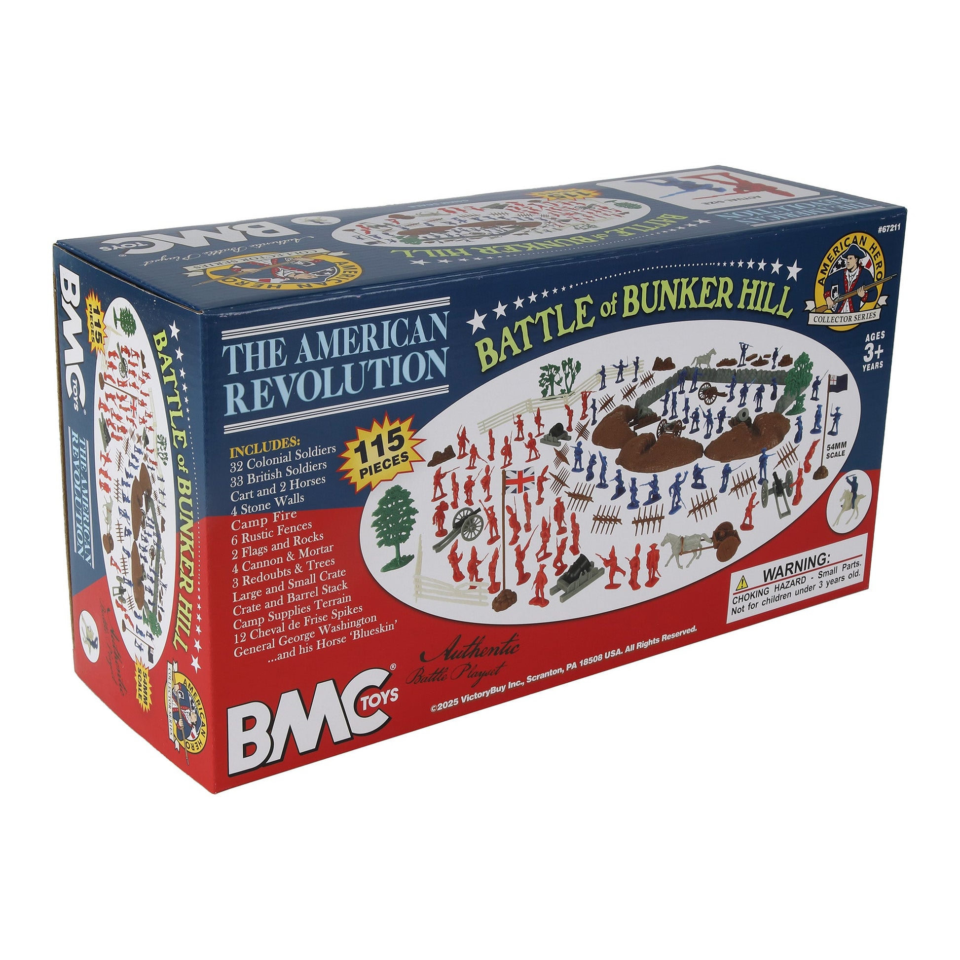 BMC Toy American Revolutionary War Battle of Bunker Hill Breed's Hill 115 piece Plastic Army Men Playset Box