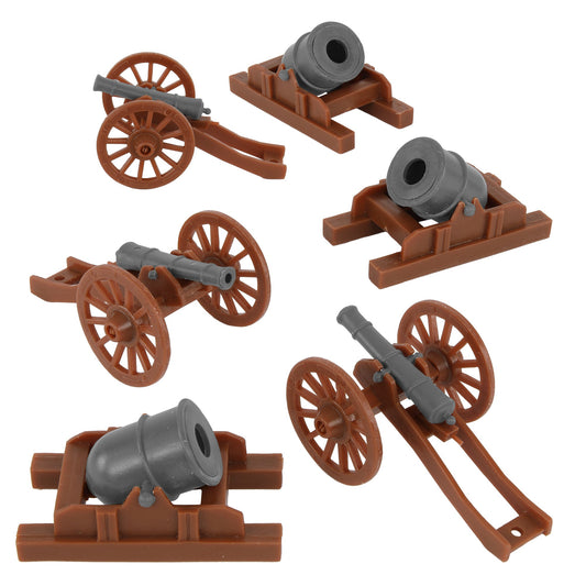 BMC Toys American Revolutionary War Cannon and Mortar Accessories Brown and Charcoal-Gray Color 6pc Main Image