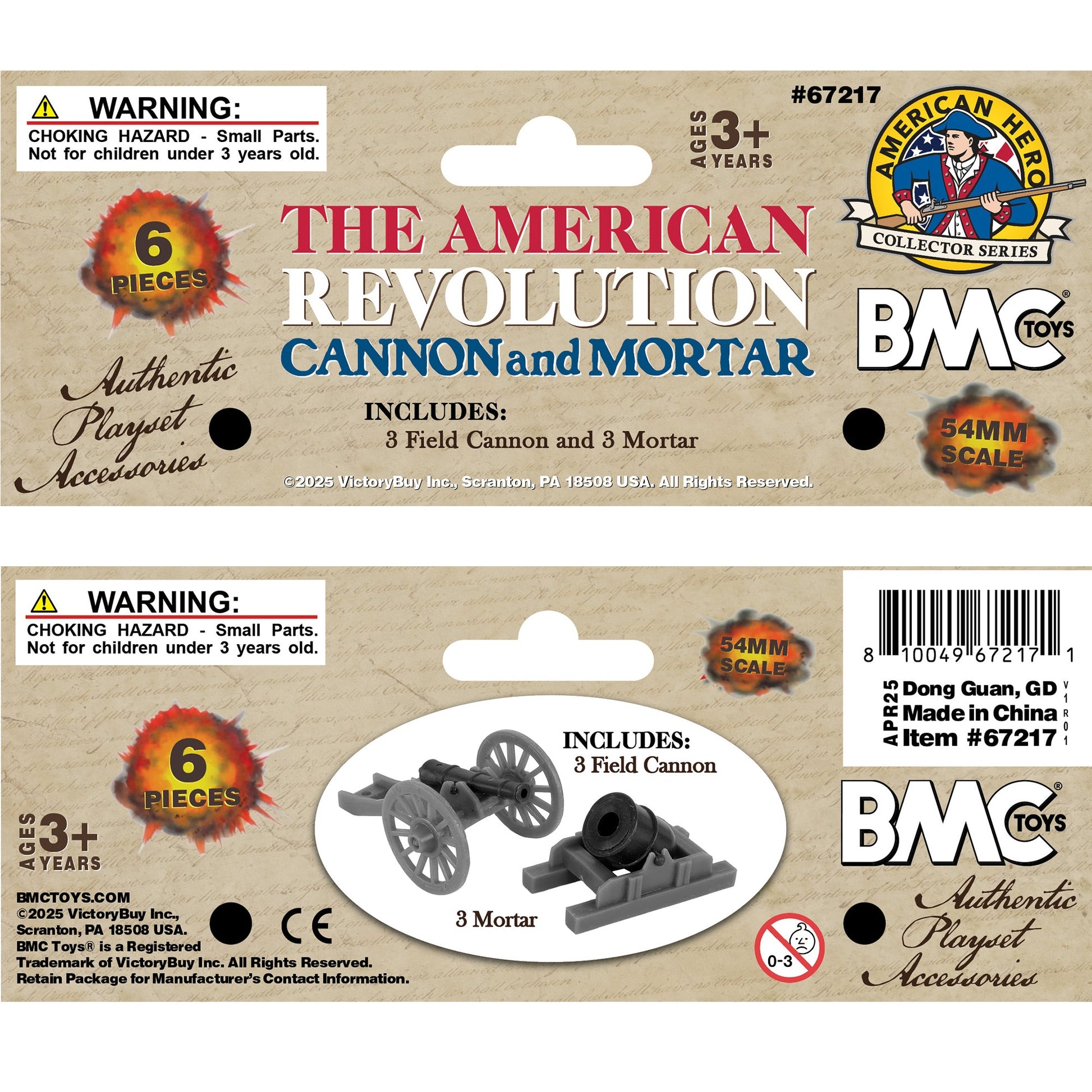 BMC Toys American Revolutionary War Cannon and Mortar Accessories Gray and Black Color 6pc Header Art