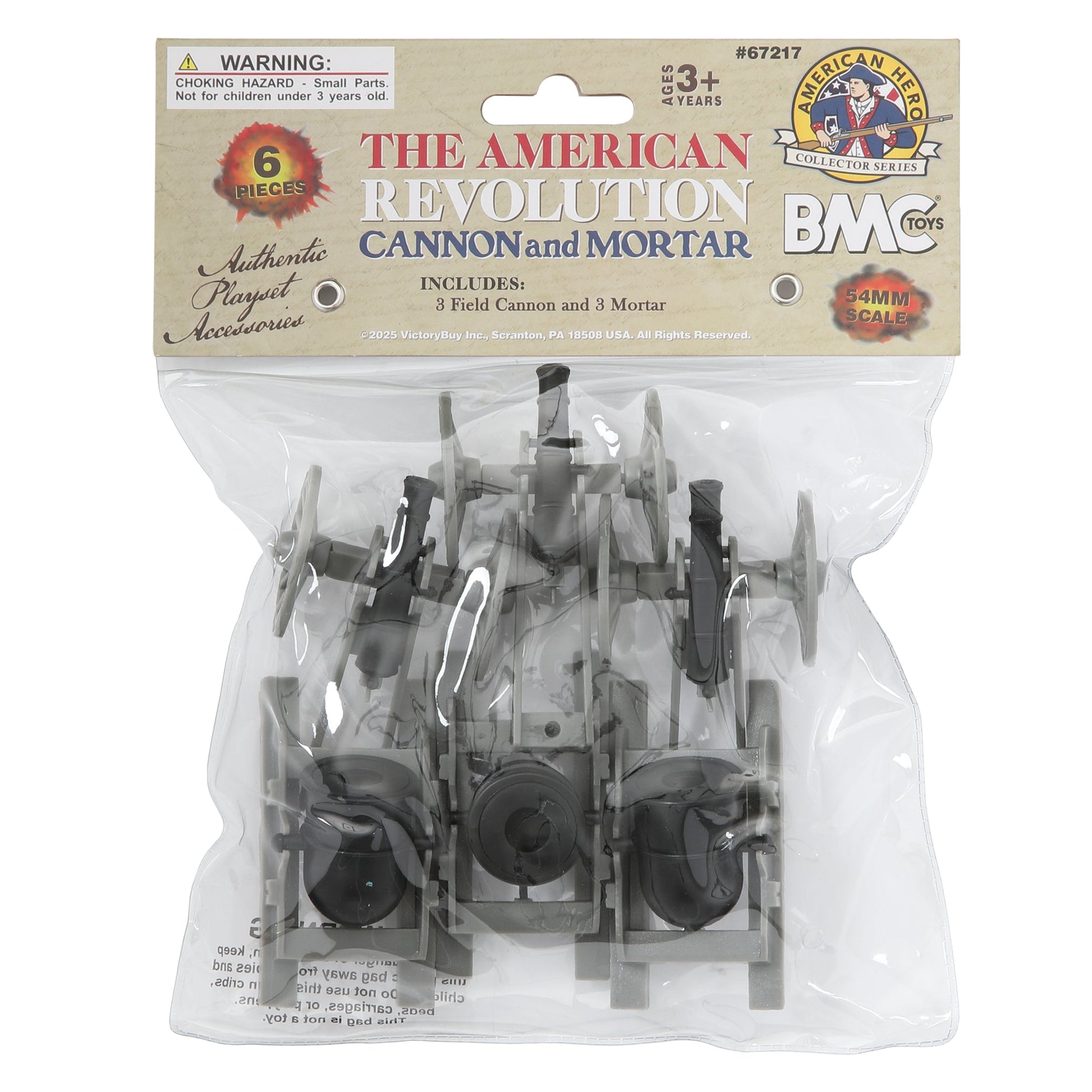 BMC Toys American Revolutionary War Cannon and Mortar Accessories Gray and Black Color 6pc Package