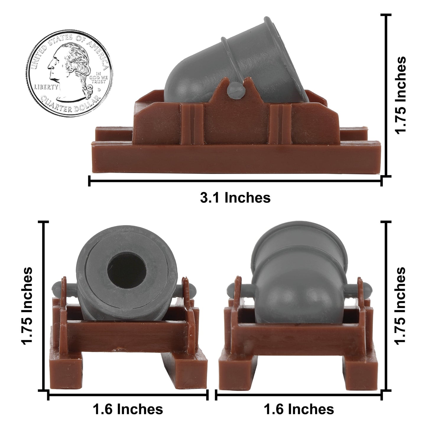 BMC Toys American Revolutionary War Mortar Accessories Brown and Charcoal-Gray Color Scale Image