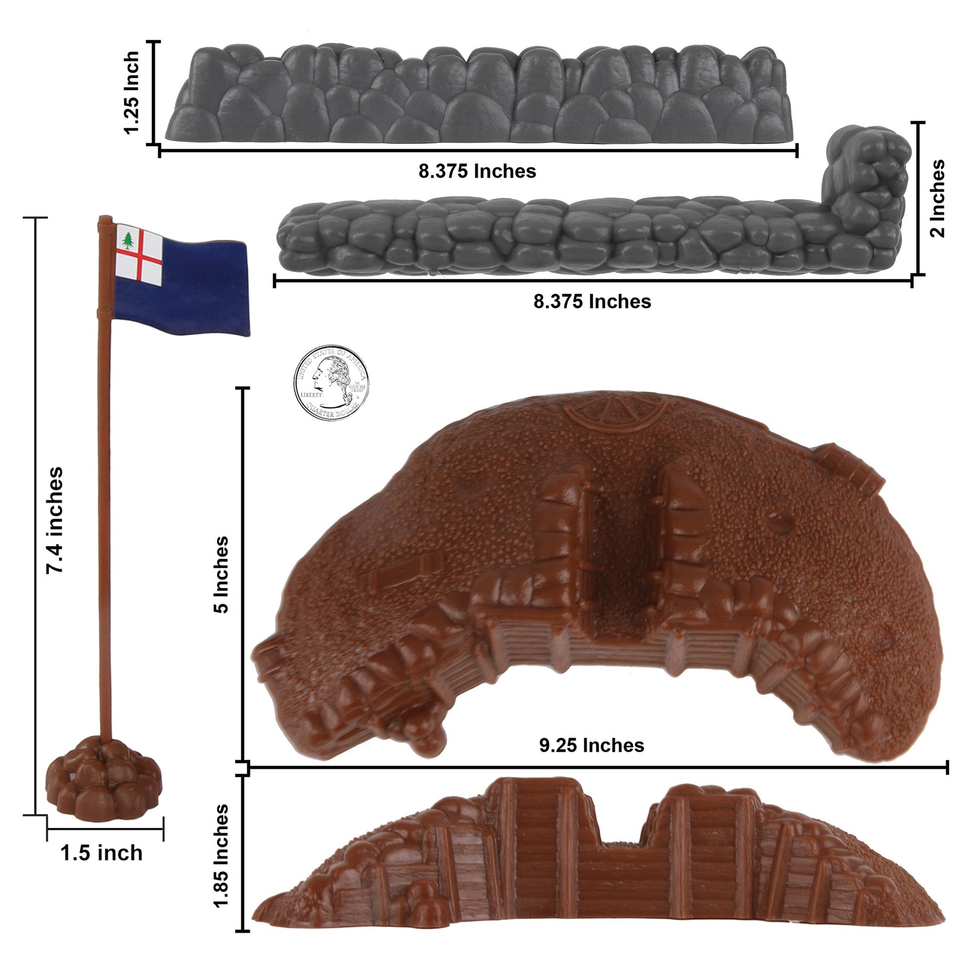 BMC Toy American Revolutionary War Battle of Bunker Hill Breed's Hill 115 piece Plastic Army Men Boxed Playset Terrain Scale 