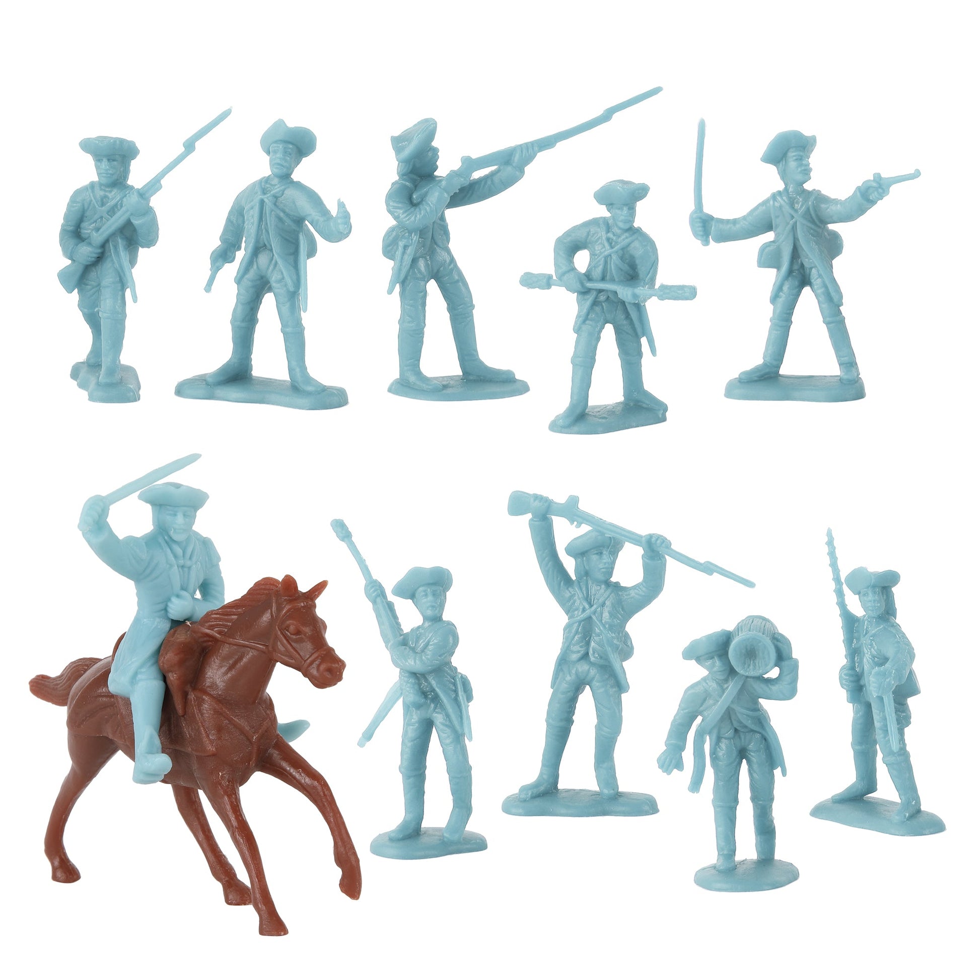 BMC Toys American Revolutionary War Battle of White Plains Powder-Blue Colonial Artillery Crew Close Up View