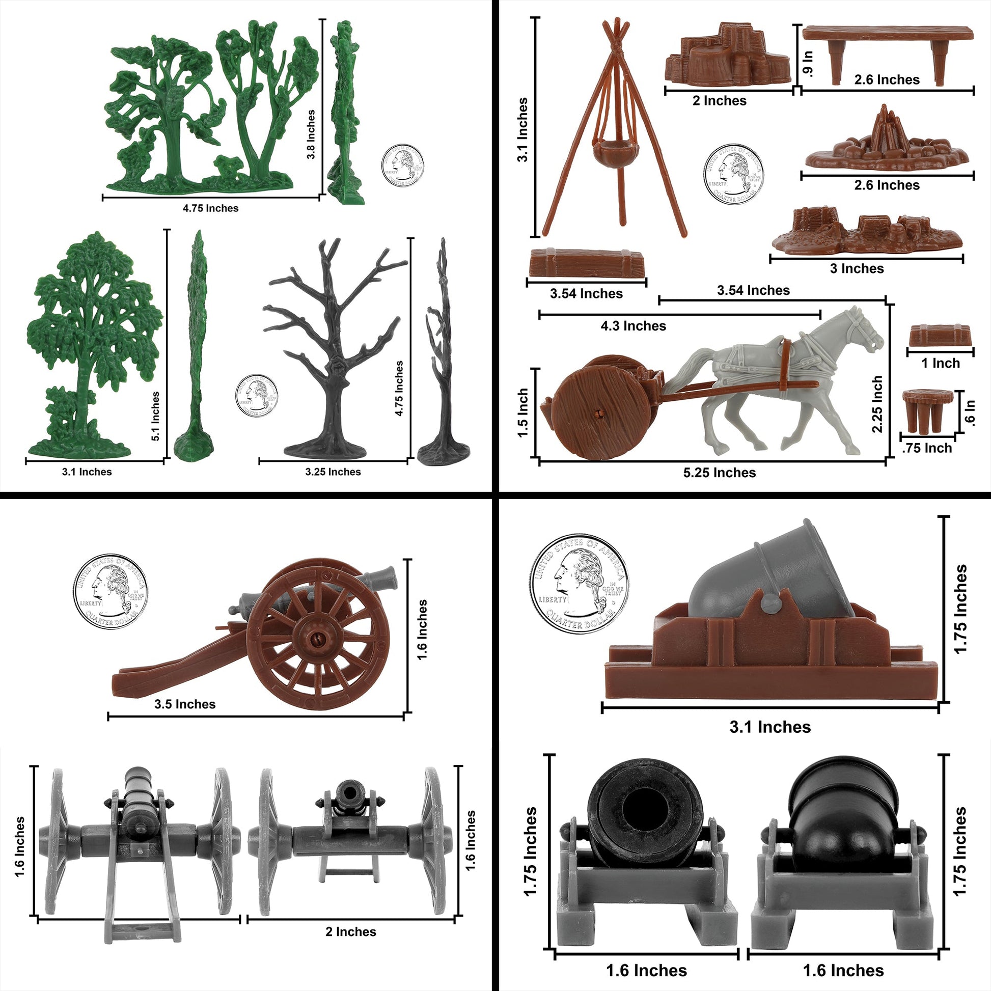 BMC American Revolutionary War Battle of Yorktown 208 Piece Boxed Playset Accessories Scale
