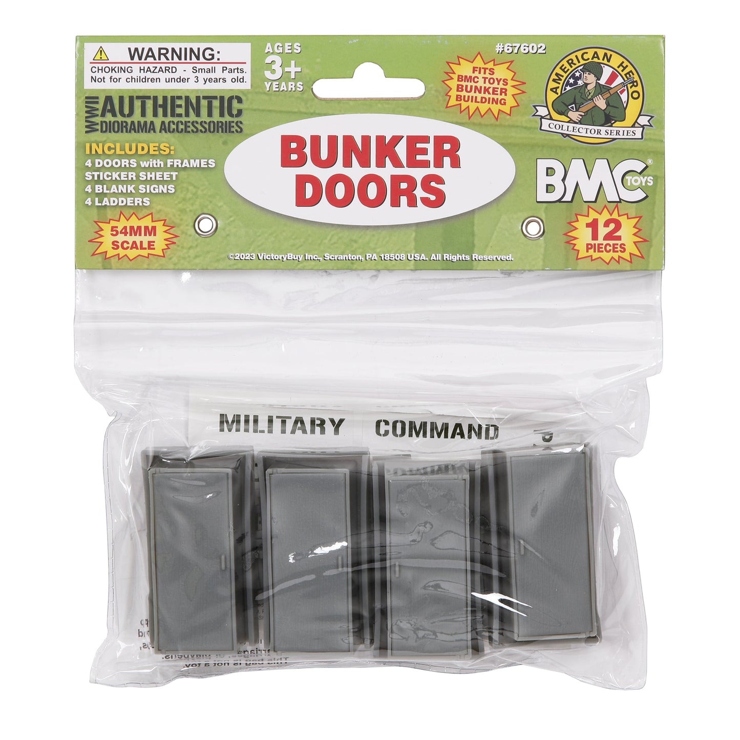 BMC WW2 Blockhouse Bunker Doors Signs Ladders Gray Plastic Army Men Playset Accessories Package