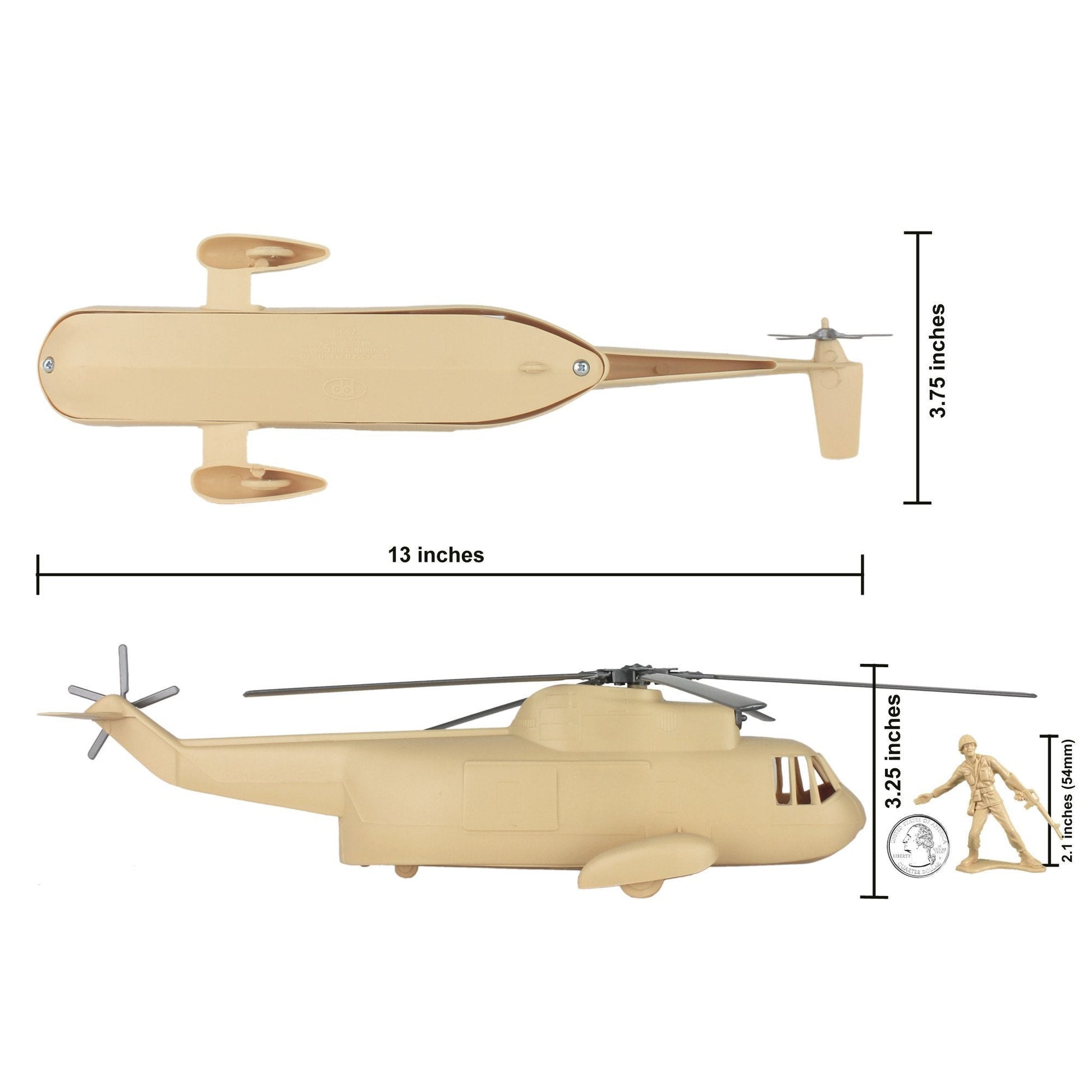 Tim Mee Toy Army Helicopter Tan Scale