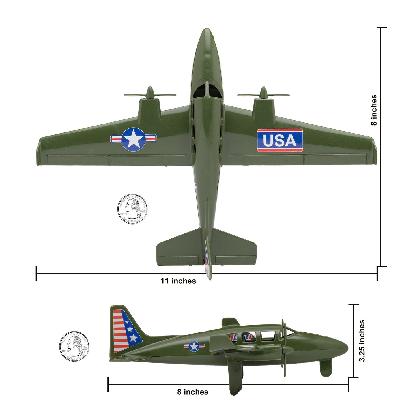 Tim Mee Toy Plane Olive Scale