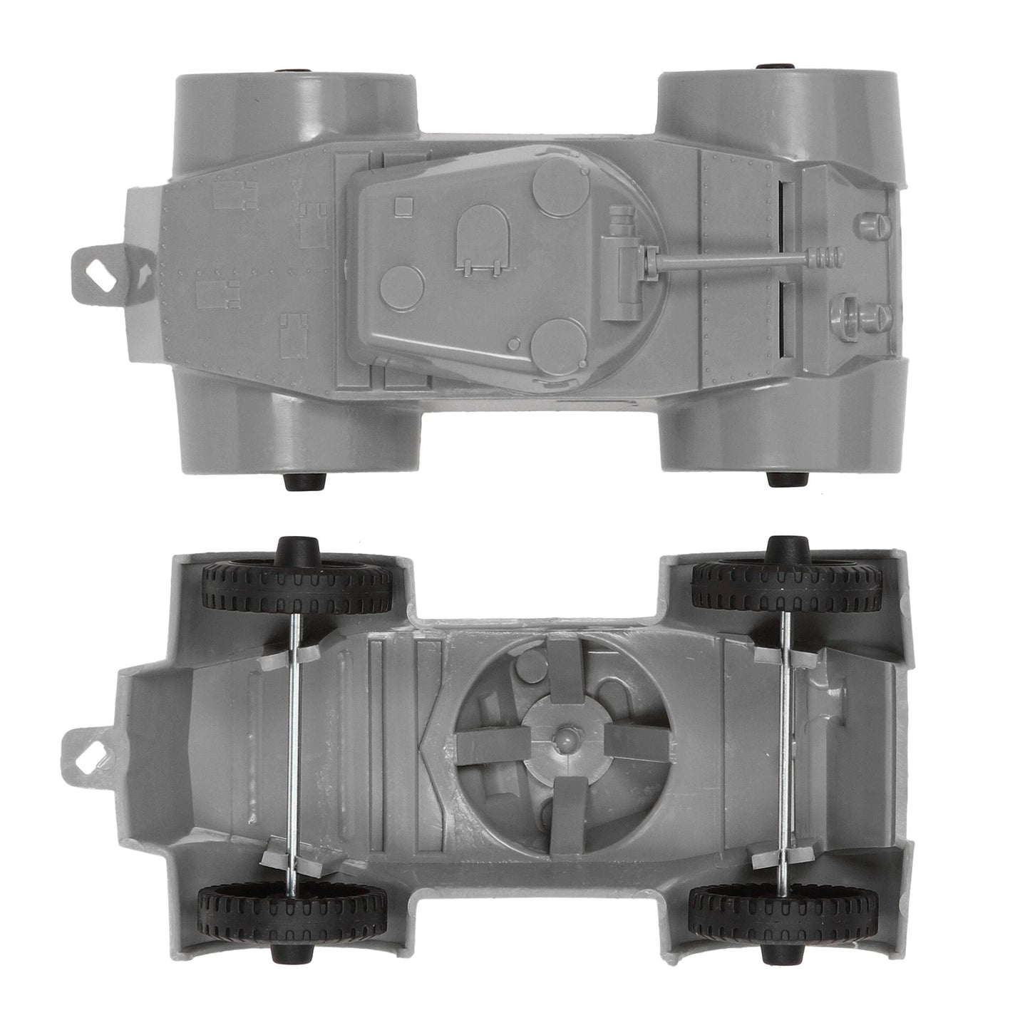 Tim Mee Toy Staghound Armored Cars Gray Top and Bottom Views