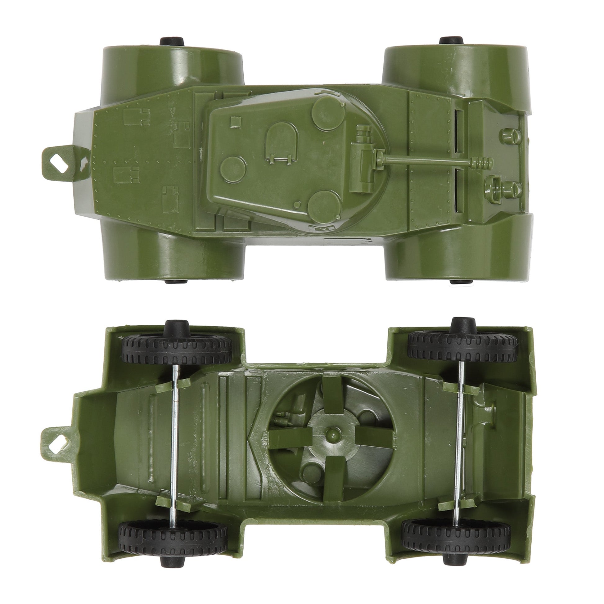 Tim Mee Toy Staghound Armored Cars OD Green Top and Bottom Views