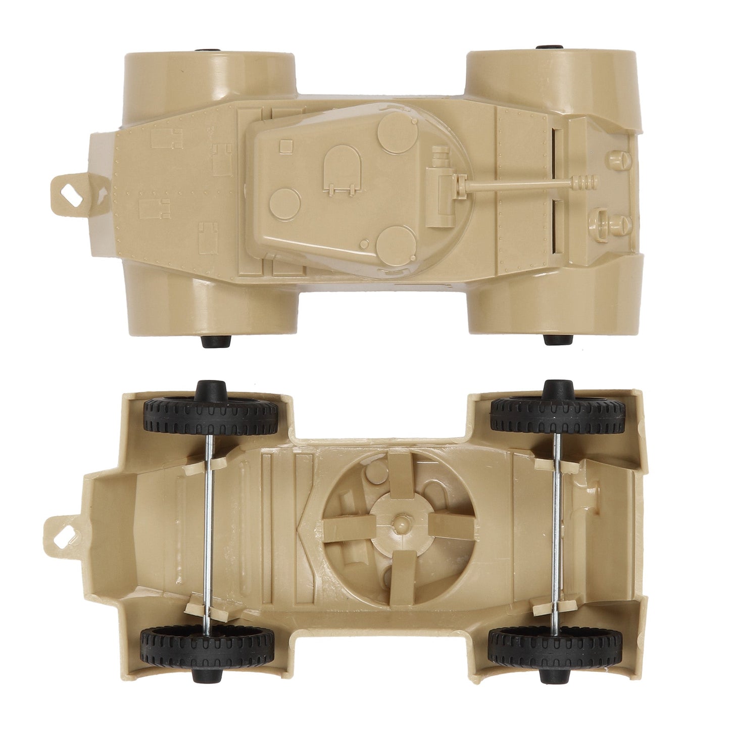 Tim Mee Toy Staghound Armored Cars Tan Top and Bottom Views