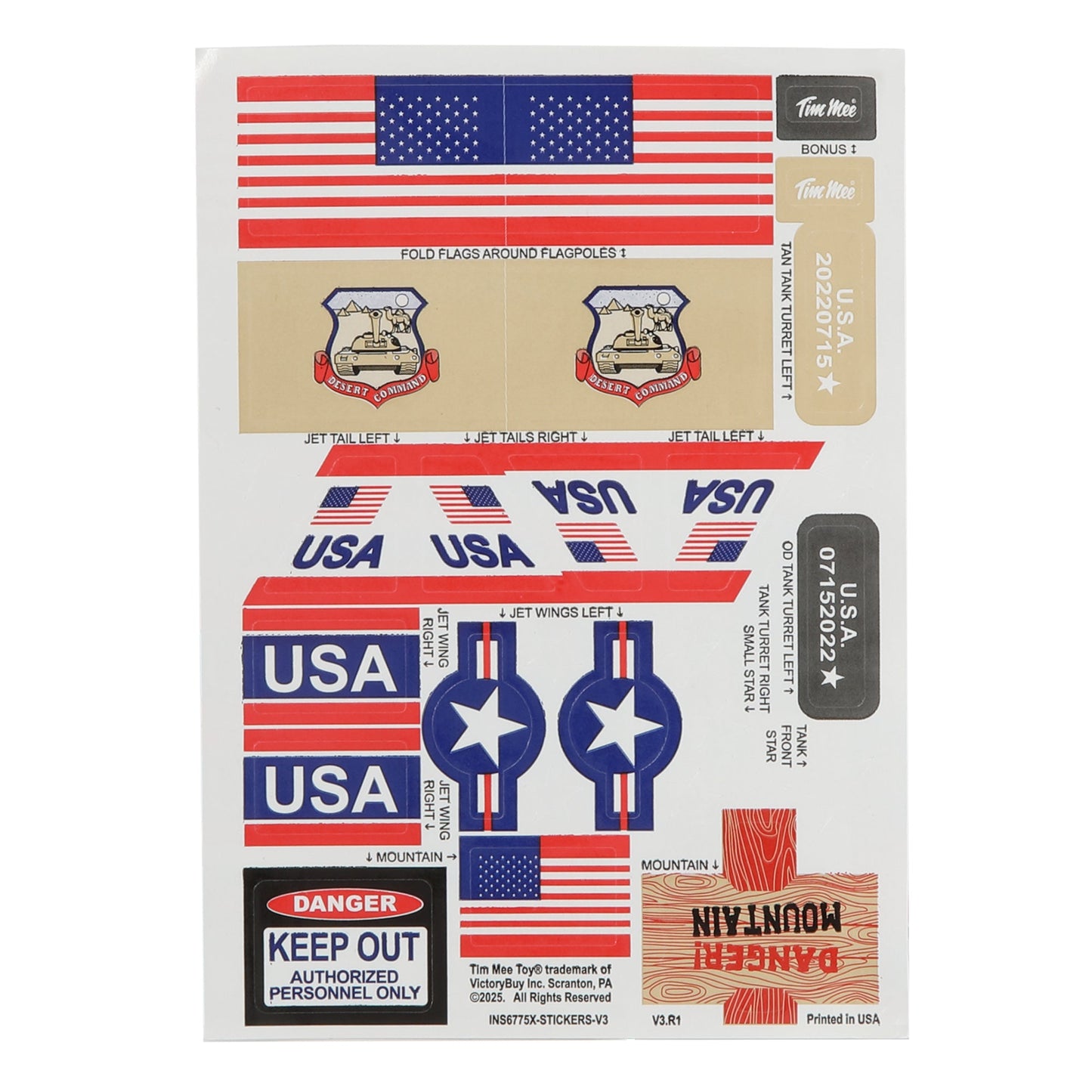 Tim Mee Toy Plastic Army Men Bucket Sticker Sheet V3