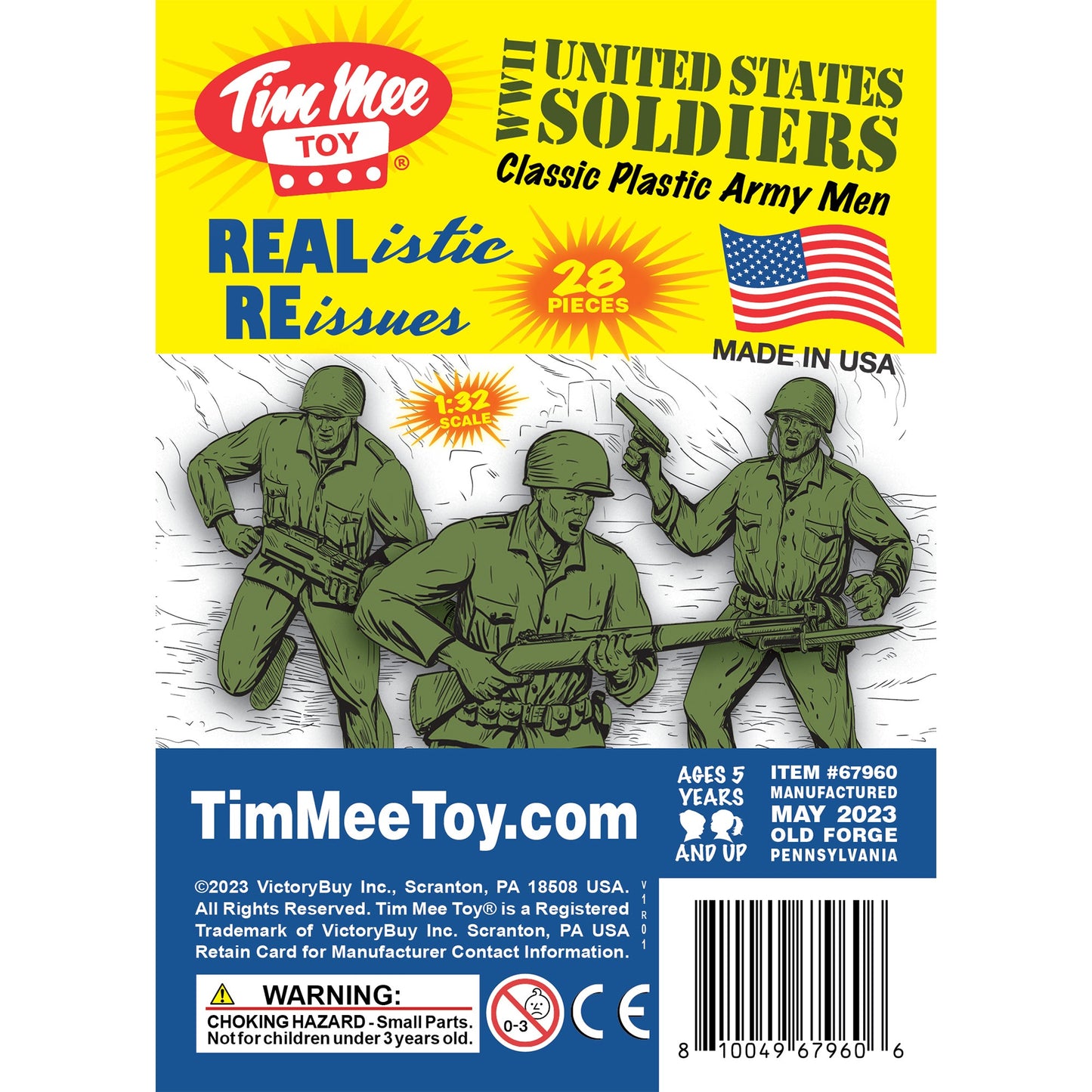 Tim Mee Toy WW2 Plastic Army Men DK Novelties OD Green Insert Art