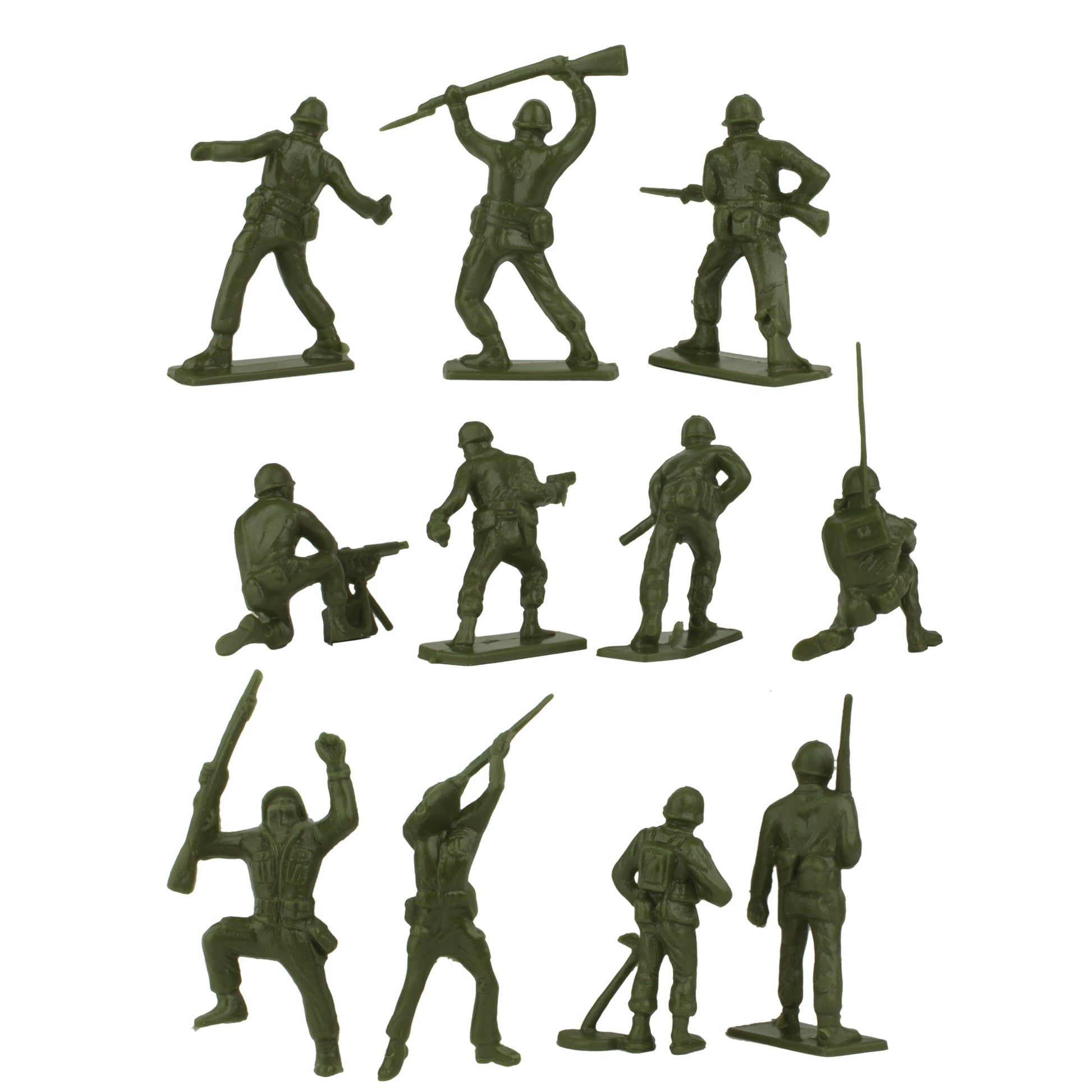Tim Mee Toy WW2 Plastic Army Men DK Novelties Olive Green Close Up Back View