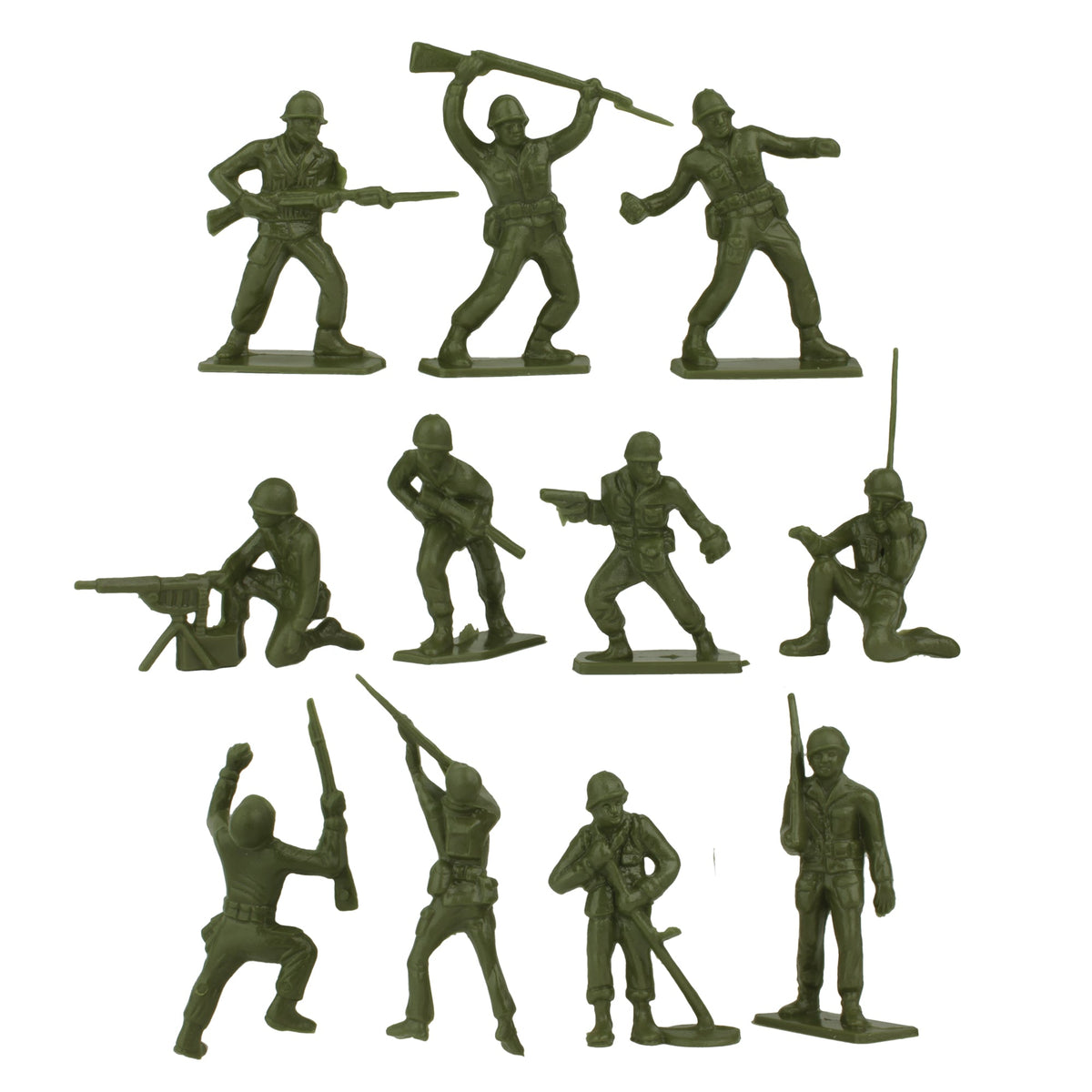 Tim Mee Toy WW2 Plastic Army Men DK Novelties Olive Green Close Up View