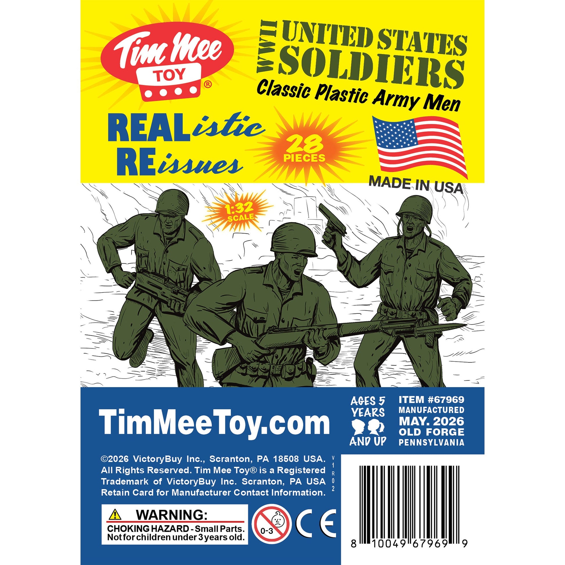 Tim Mee Toy WW2 Plastic Army Men DK Novelties Olive Green Insert Art