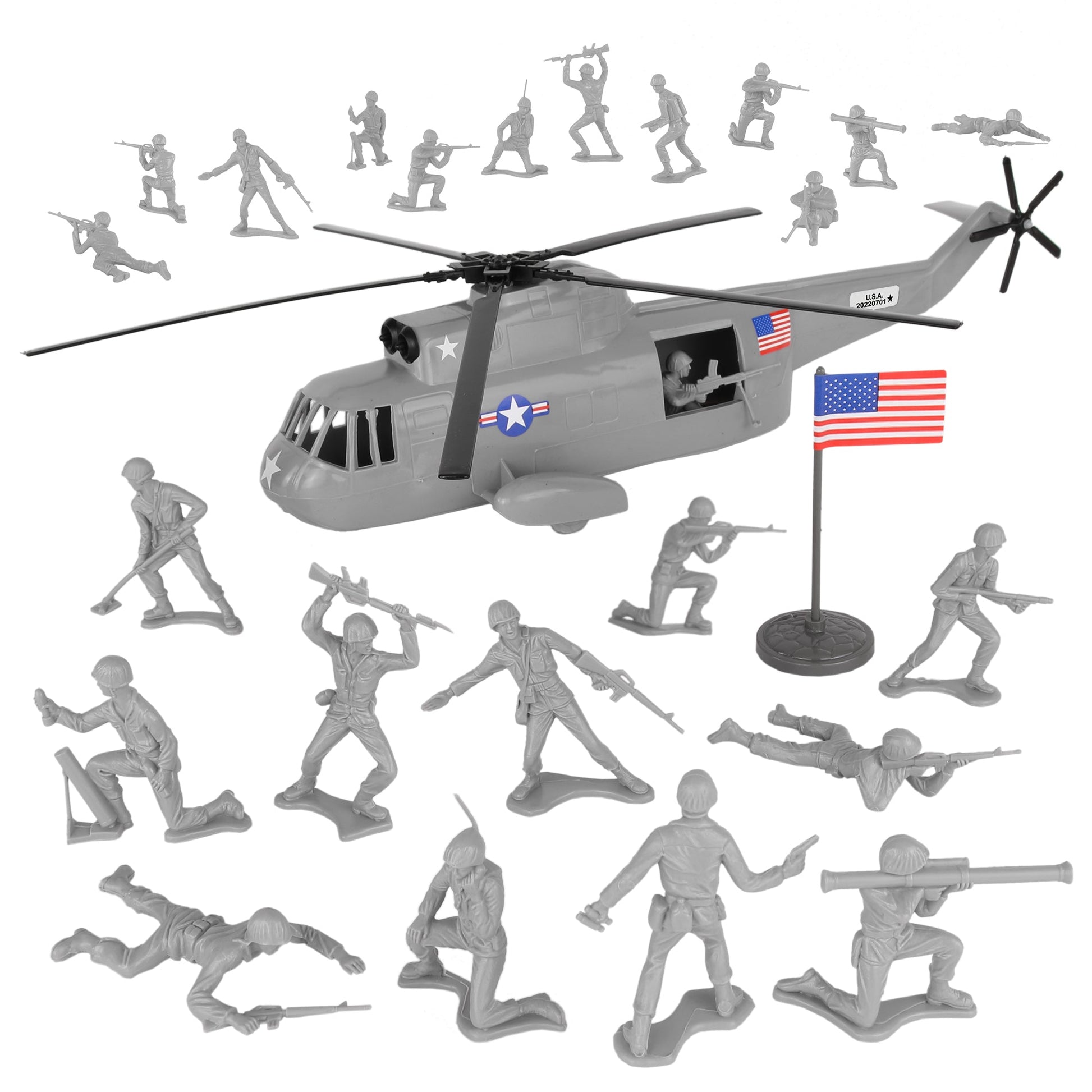 Tim Mee Toy Army Rescue Helicopter Gray Vignette