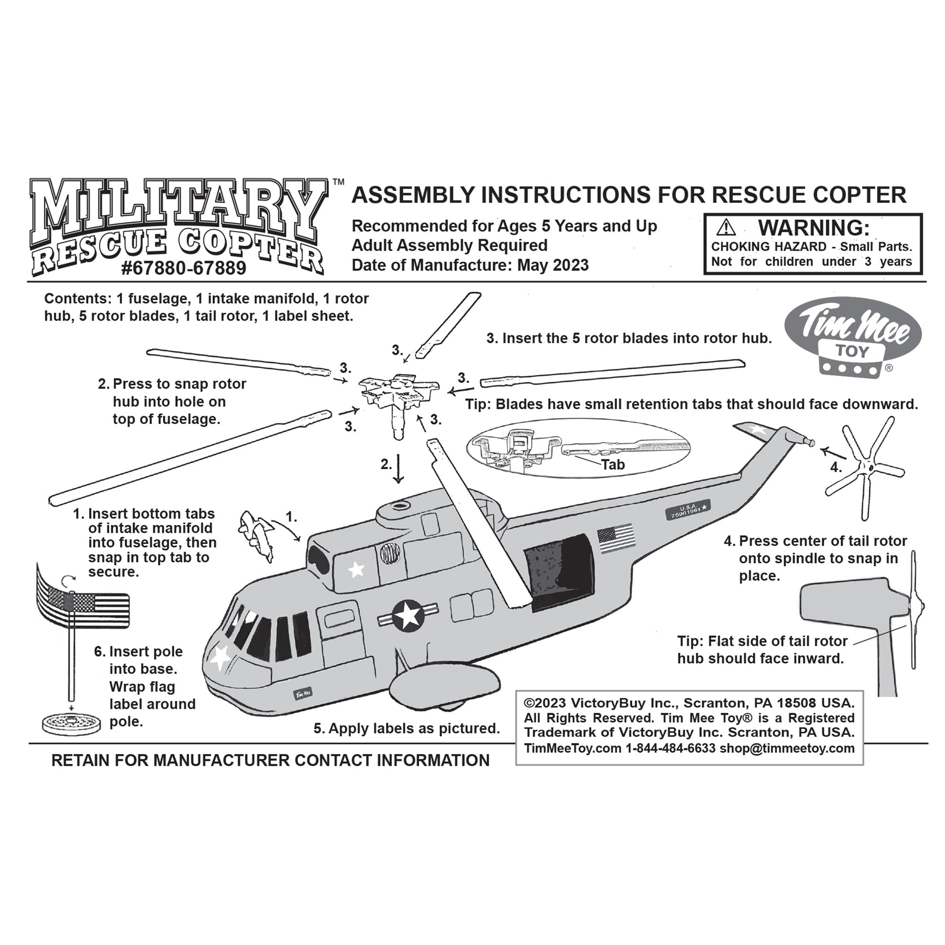 Tim Mee Toy Army Rescue Helicopter Assembly Instructions