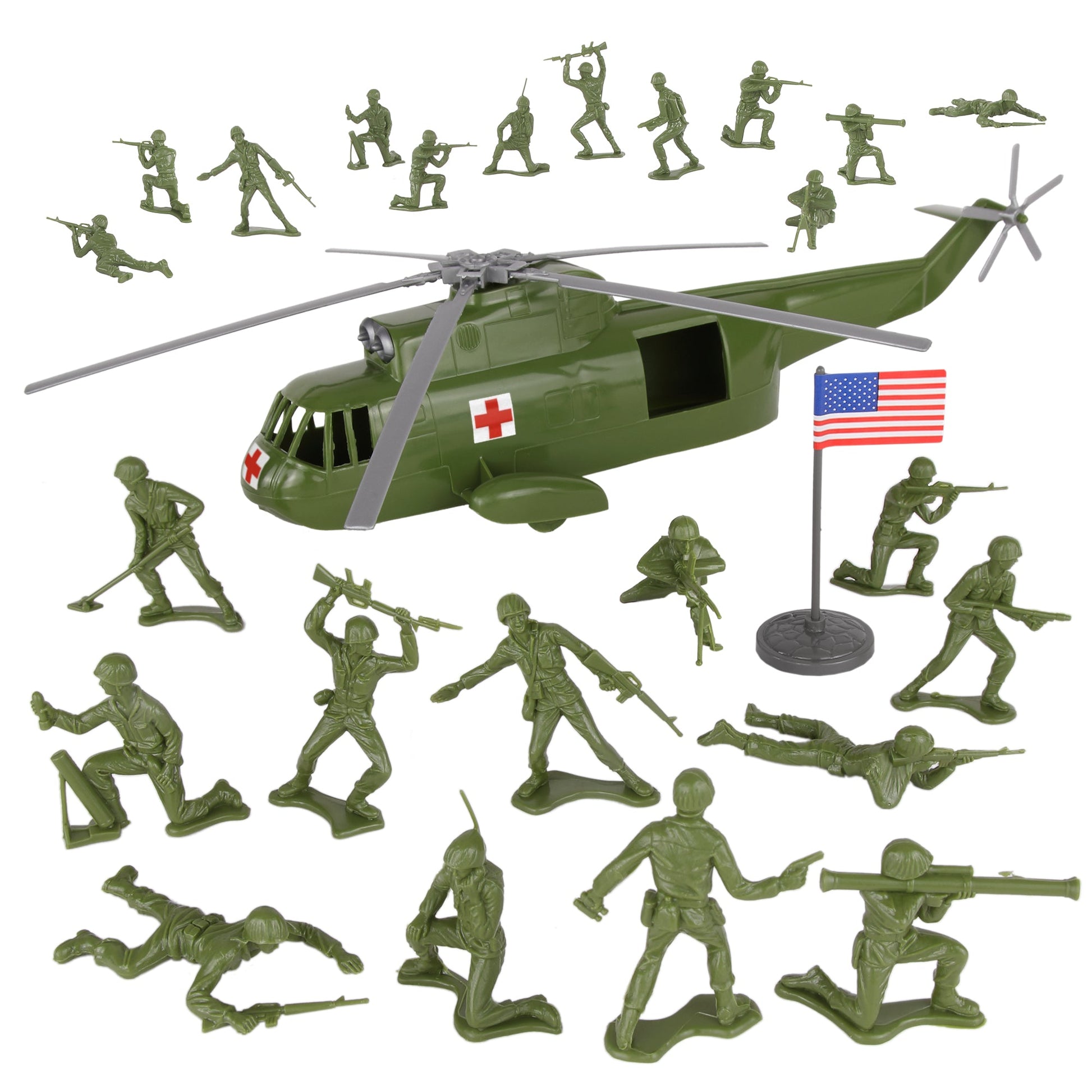 Tim Mee Toy Army Medical Rescue Helicopter OD Green Vignette