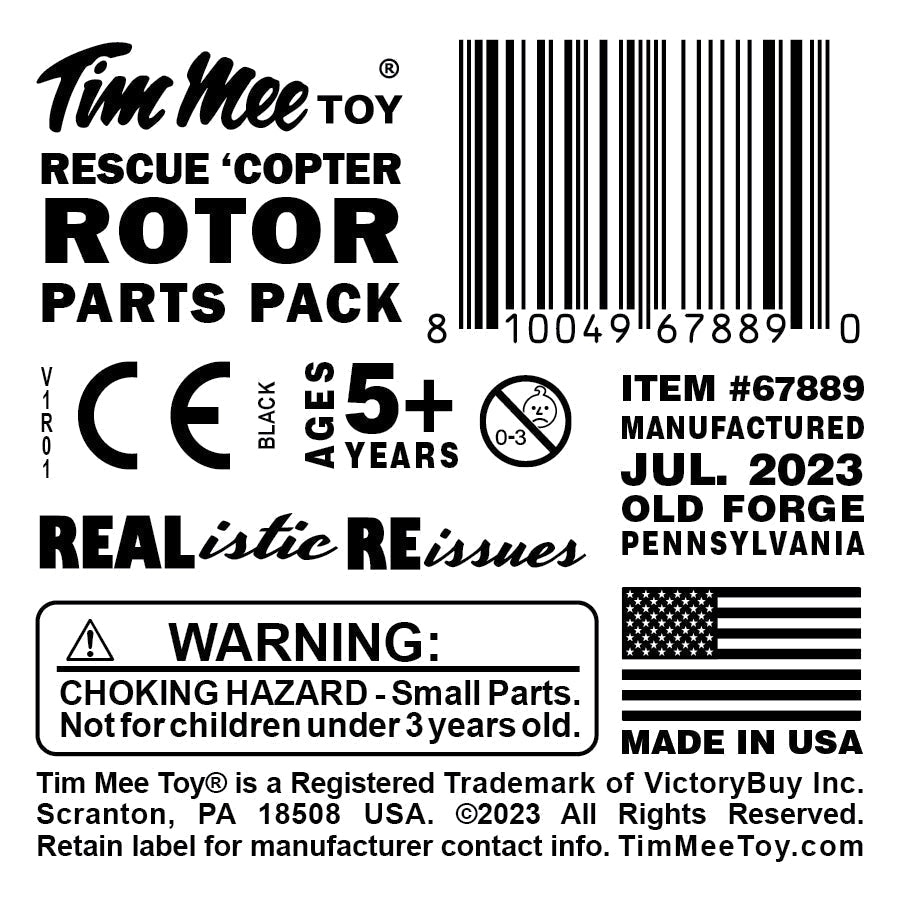 Tim Mee Toy Rescue Helicopter Rotor Parts Black Label Art
