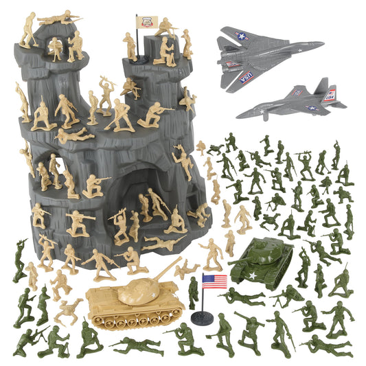 Tim Mee Toy Battle Mountain 101 plus piece OD-Green vs. Tan Plastic Army Boxed Playset Main Image