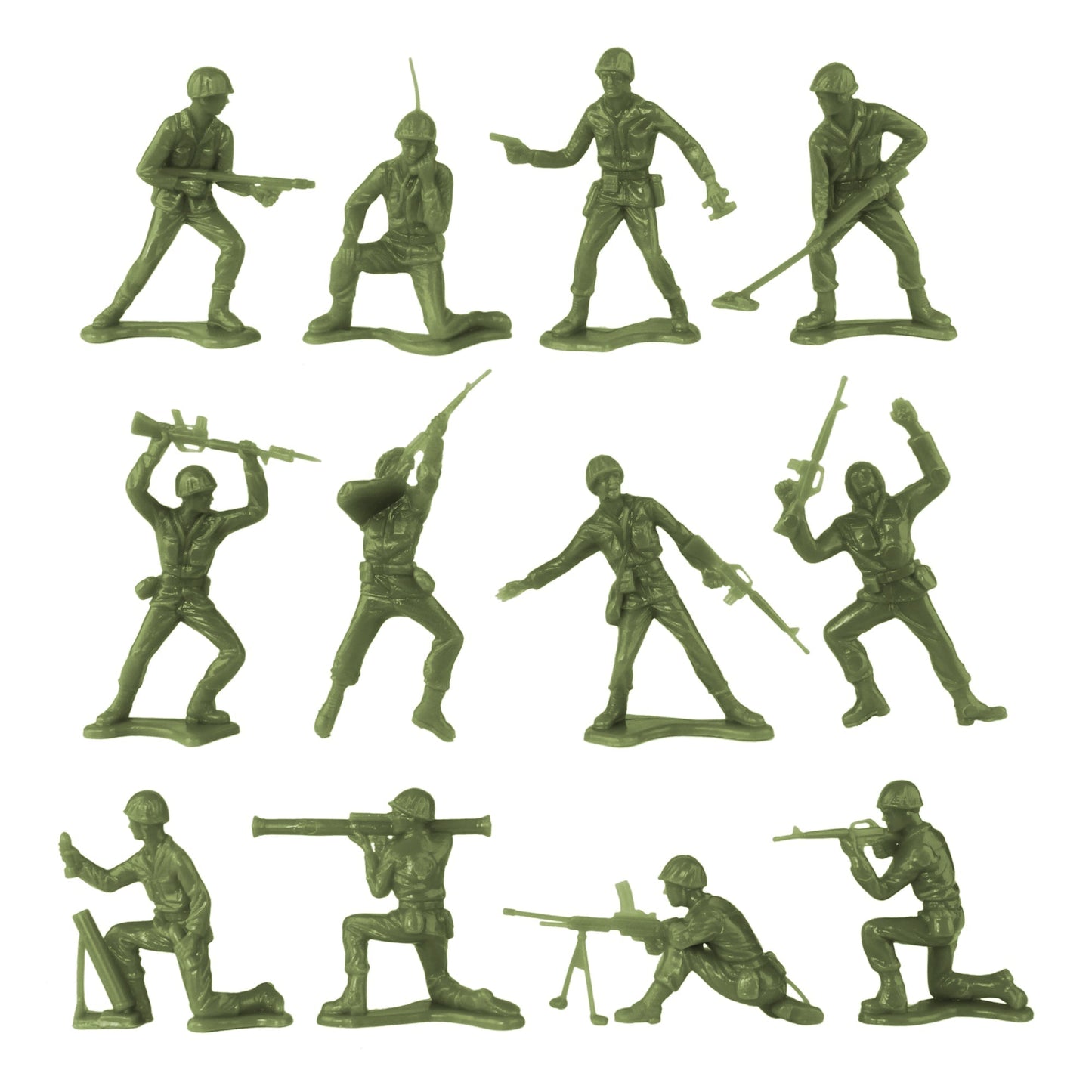 Tim Mee Toy Army OD Green Soldier Figures Close Up 