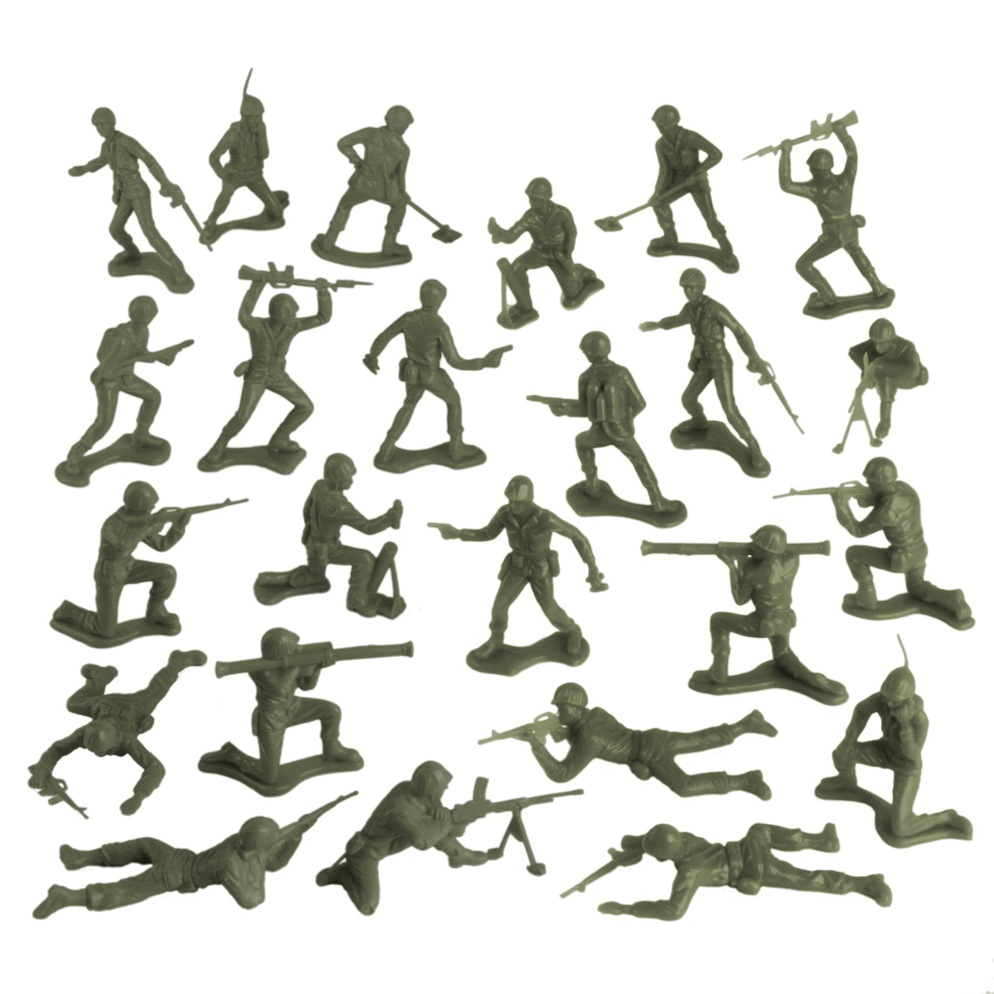 Tim Mee Toy Plastic Army Men 48 Piece Soldier Figure Set Olive-Green Color Vignette