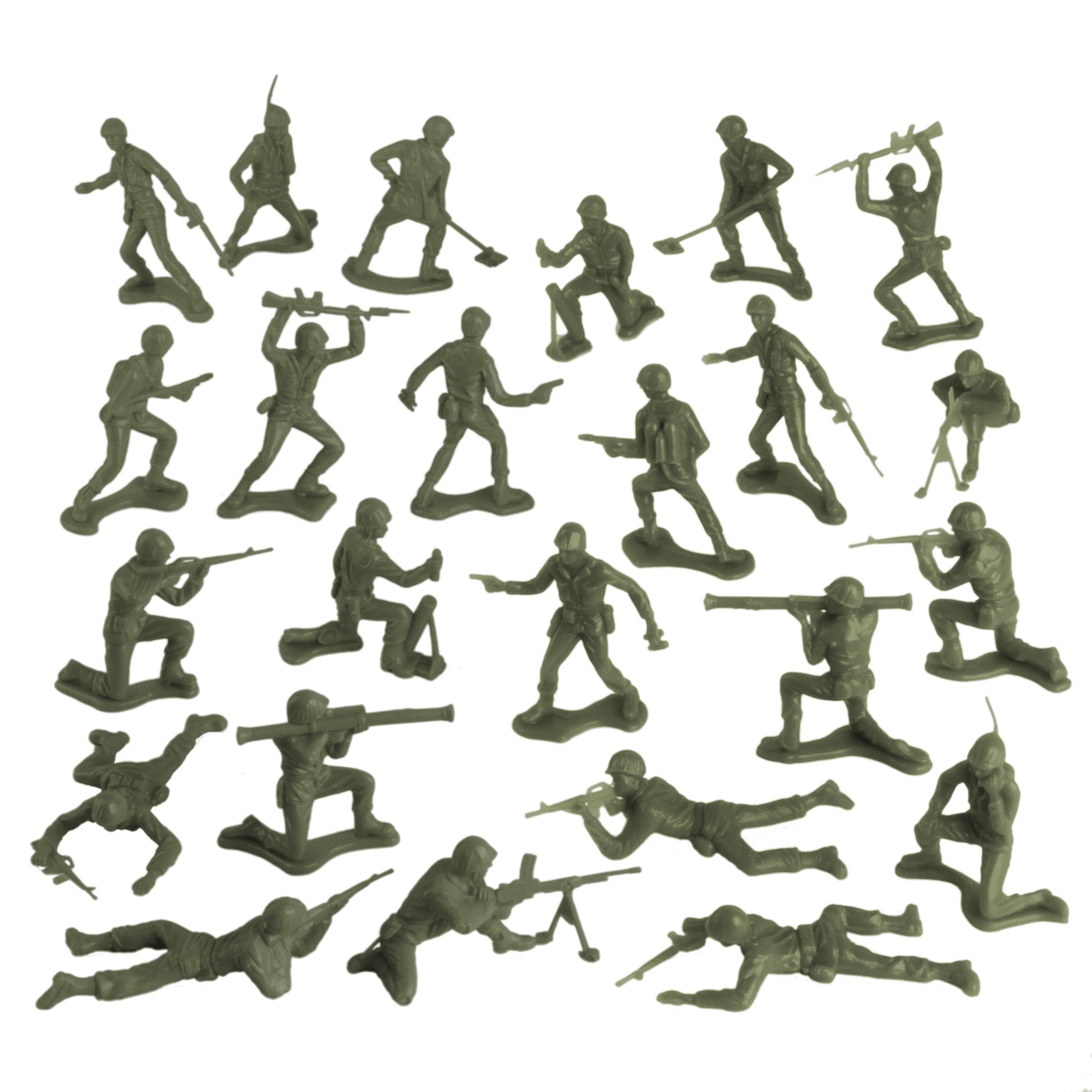 Tim Mee Toy Plastic Army Men 48 Piece Soldier Figure Set Olive-Green Color Vignette