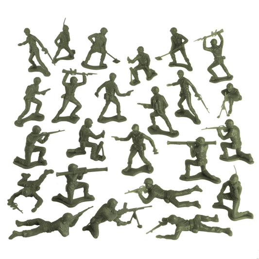 Tim Mee Toy Plastic Army Men 48 Piece Soldier Figure Set Olive-Green Color Vignette