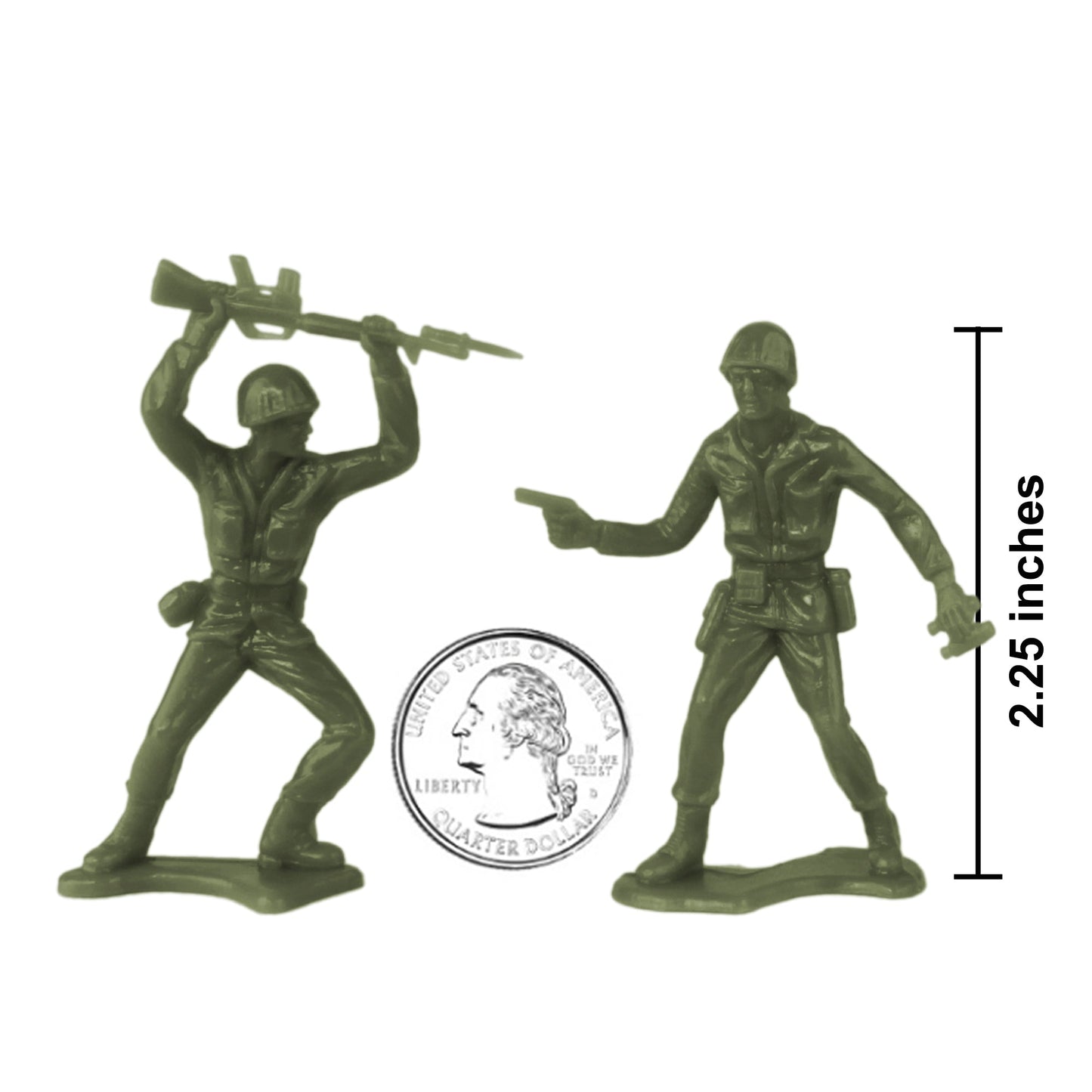 Tim Mee Toy Plastic Army Men 48 Piece Soldier Figure Set Olive-Green Color Insert Art Scale