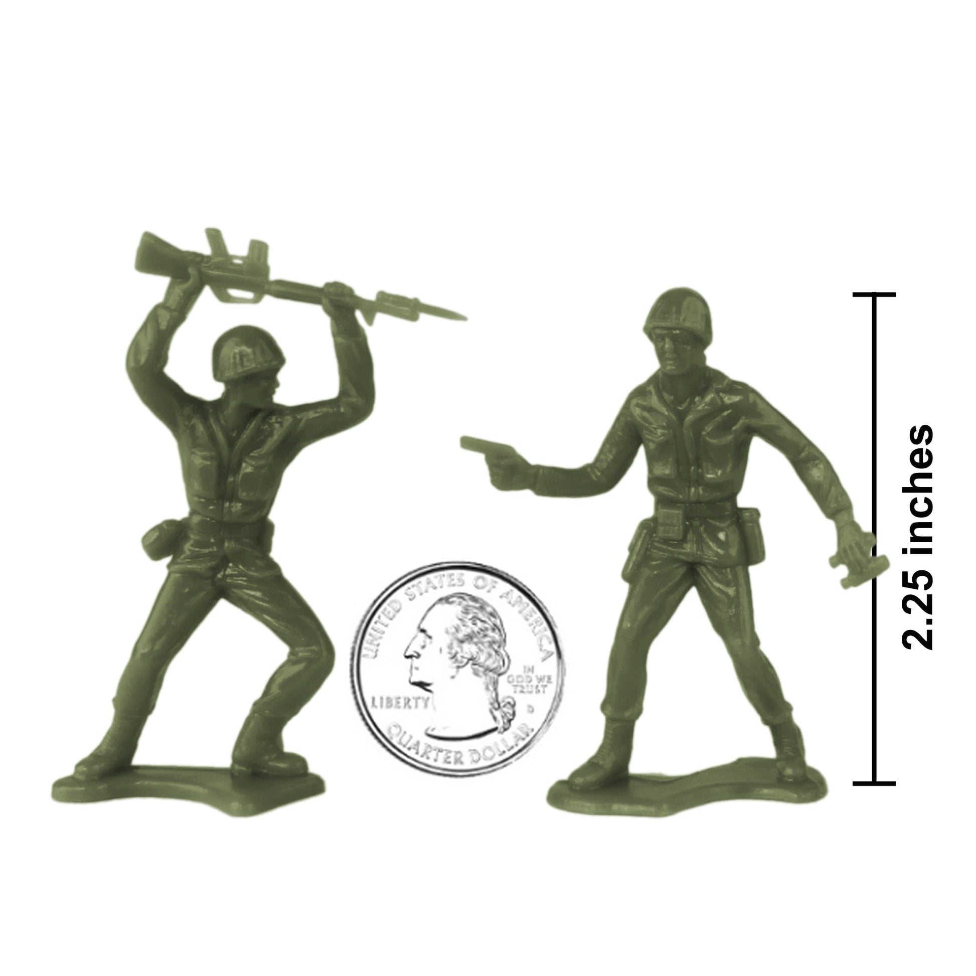 Tim Mee Toy Plastic Army Men 48 Piece Soldier Figure Set Olive-Green Color Insert Art Scale
