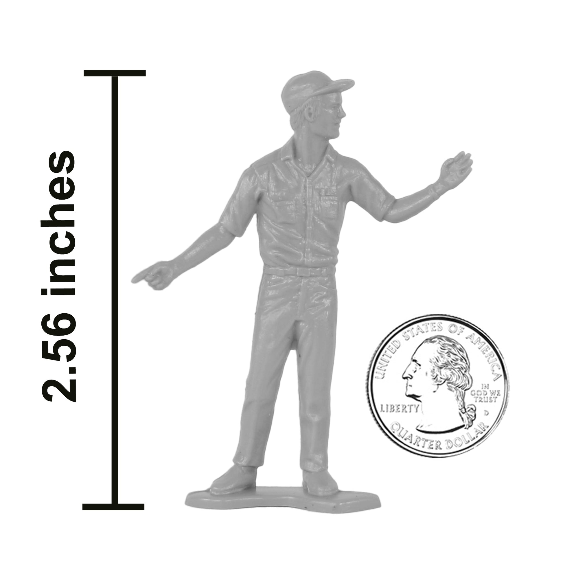 Tim Mee Toy Car Racing Team Track Pit and News Crews 18 Piece Gray Color Plastic Toy Figures Scale