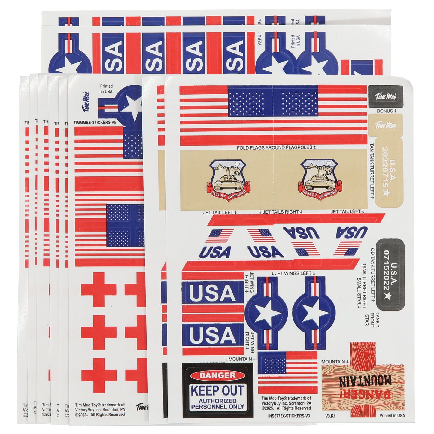 Tim Mee Toy Plastic Army Vehicle Sticker Sheet 10 Pack Main Image