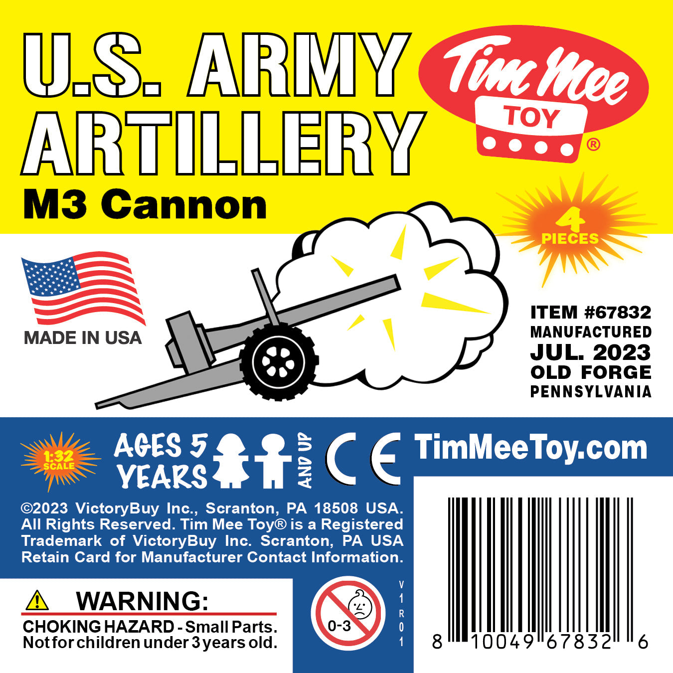 Tim Mee Toy M3 Artillery Anti-Tank Cannon Gray Insert Art