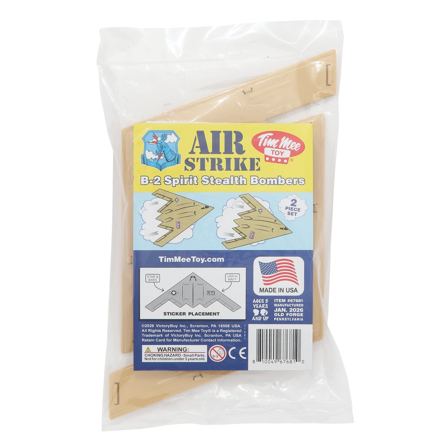 Tim Mee Toy Air Strike B-2 Spirit Stealth Bomber Tan Color Jets Package