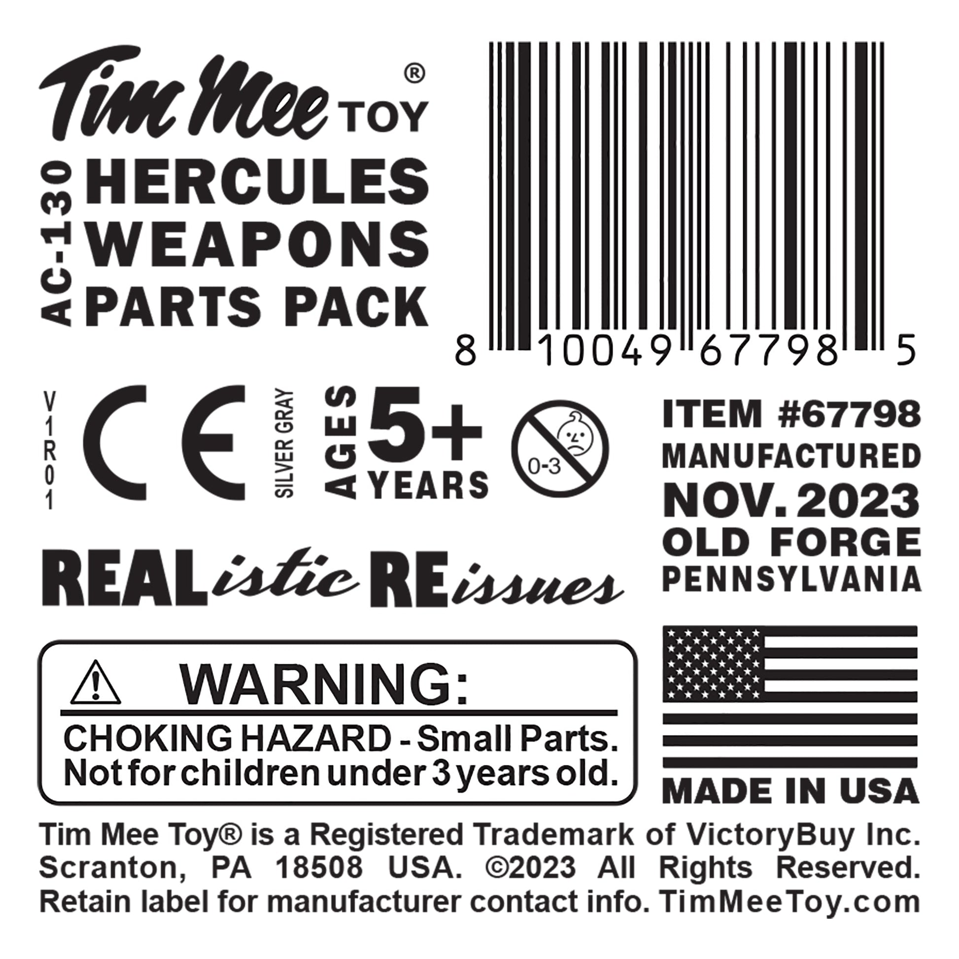 Tim Mee Toy AC130 Hercules Silver Gray Weapons Parts Pack Label