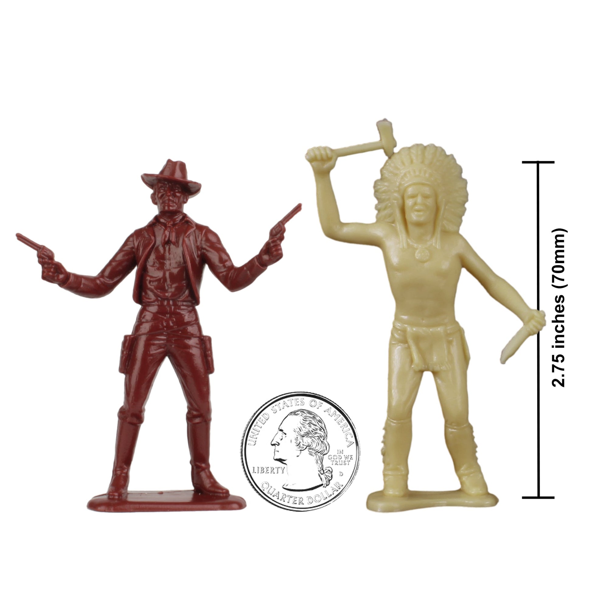 Tim Mee Toy Cowboy Indian Tan Rust Brown Scale